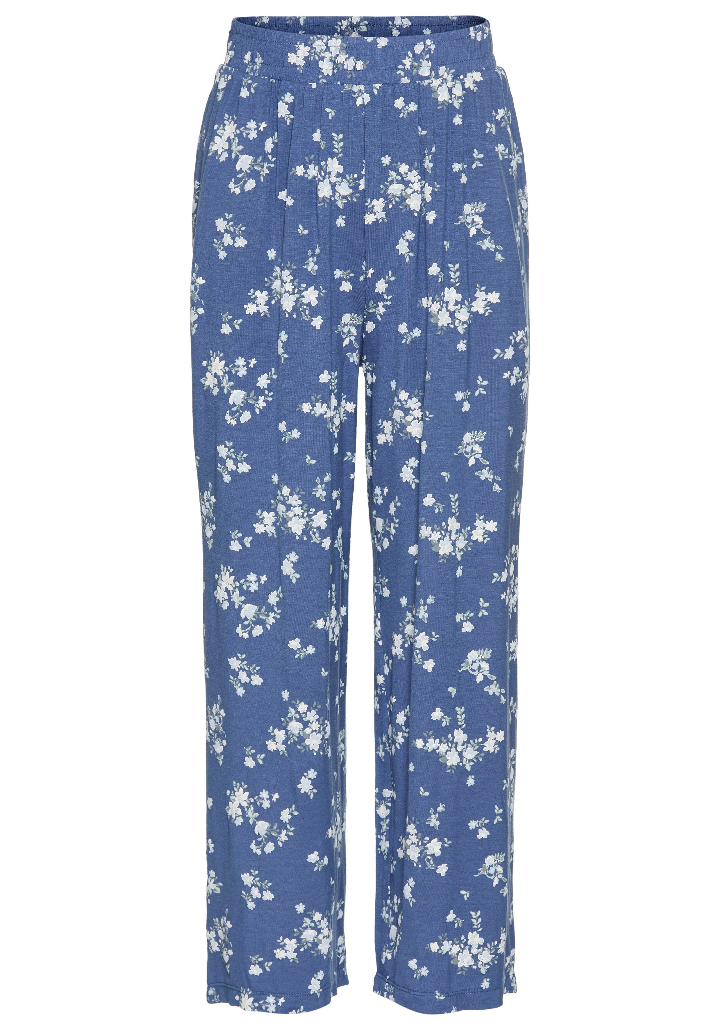 Schlupfhose Viskose-Hose im Blumenmuster
