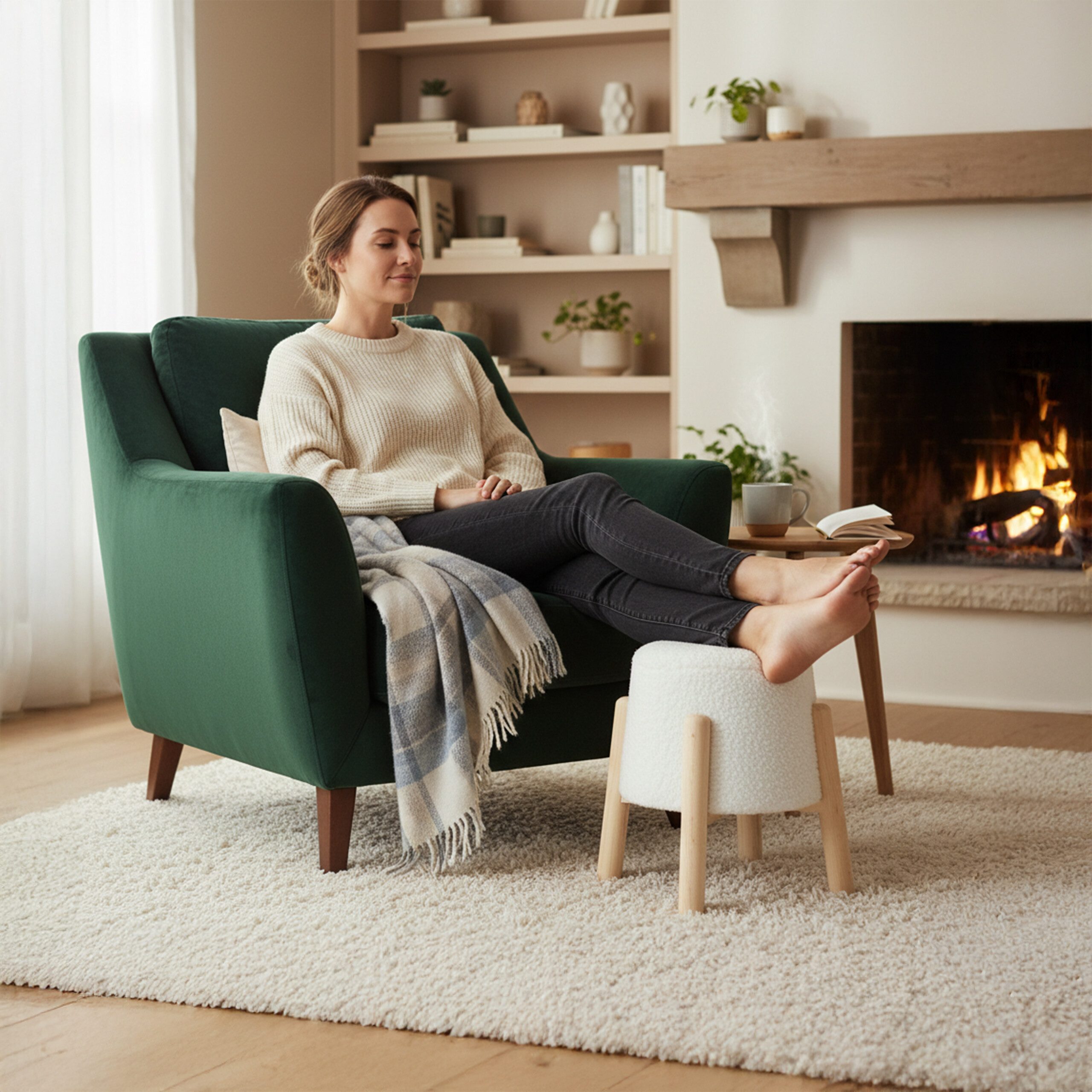 relaxdays Sitzhocker mit Teddyfell