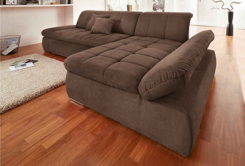 DOMO collection Ecksofa NMoric XXL, B/T/H: 300/172/80cm, Revamierenabschluss L-Form, wahlweise mit Bettfunktion und Armlehnverstel,lung