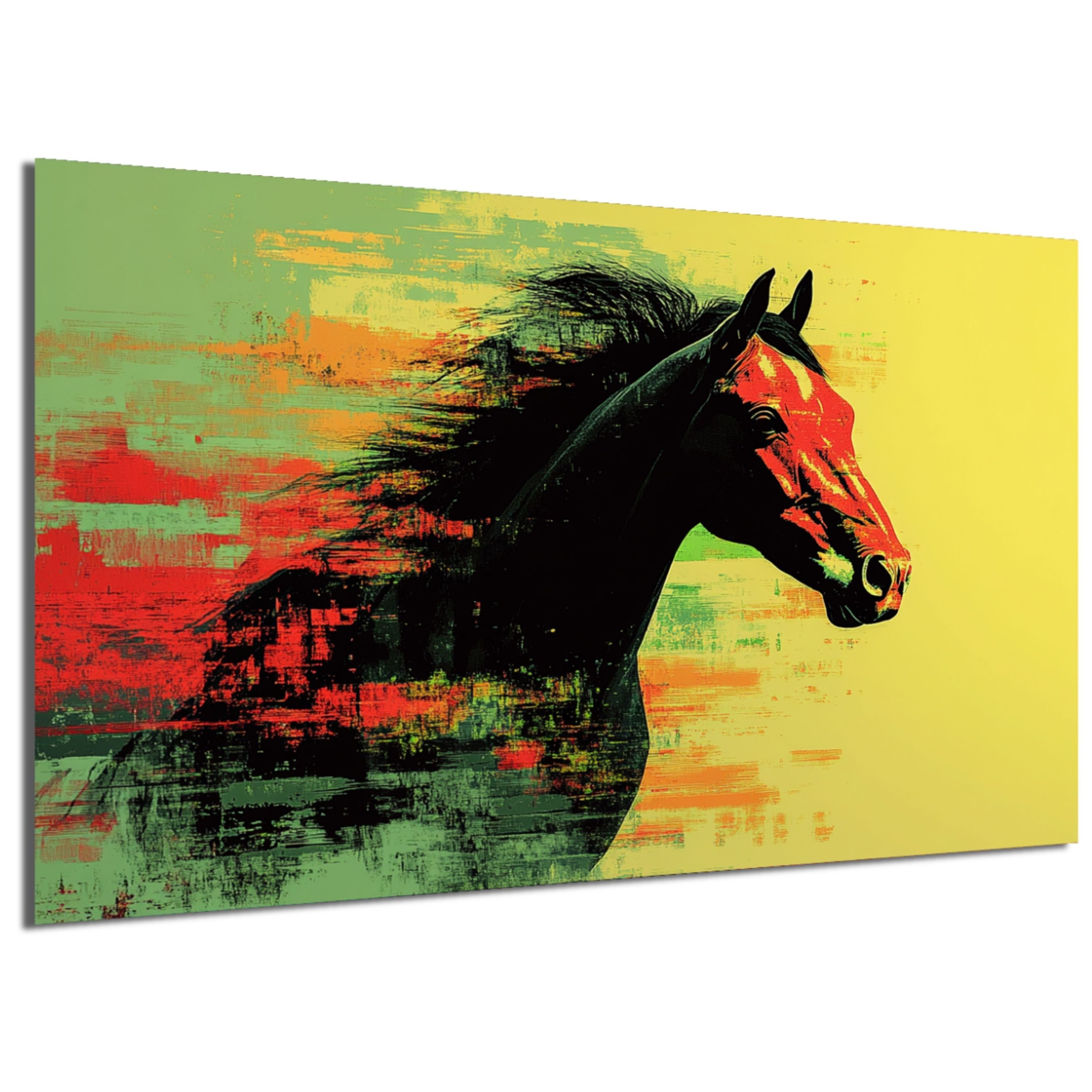 DARO Design Leinwandbild Modern Abstrakt Wandbilder XXL Wandbild Wand Deko Leinwand Bilder, (Pferd Warhol Glitch - Bild groß Wohnzimmer Schlafzimmer Küche Esszimmer Einteilig Querformat Fotodruck Leinwände Wanddeko Abstrakte Kunst Boho), 30x20cm