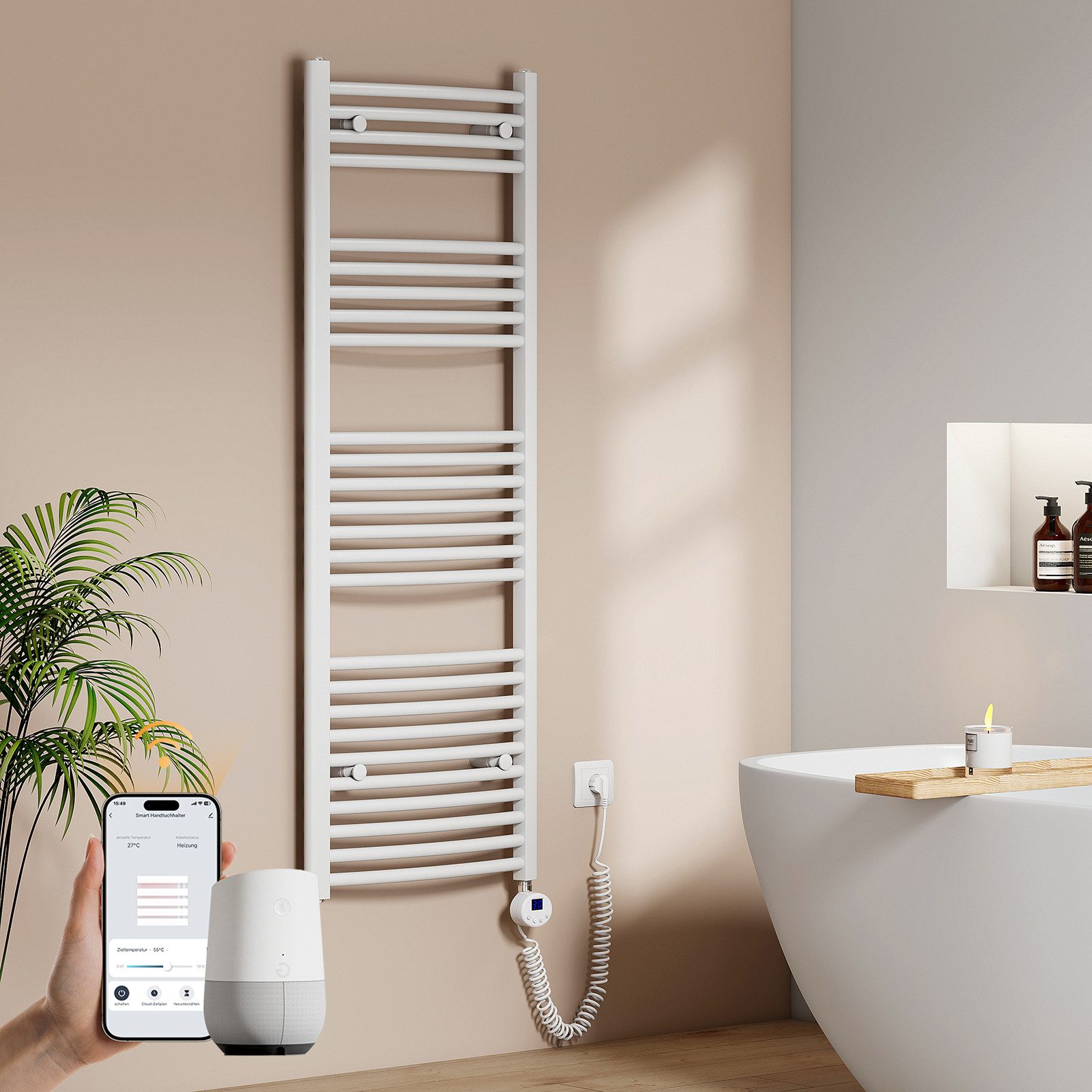 EMKE Elektrischer Badheizkörper mit Thermostat Höhe: 140cm, Breite:40/50/60 günstig online kaufen