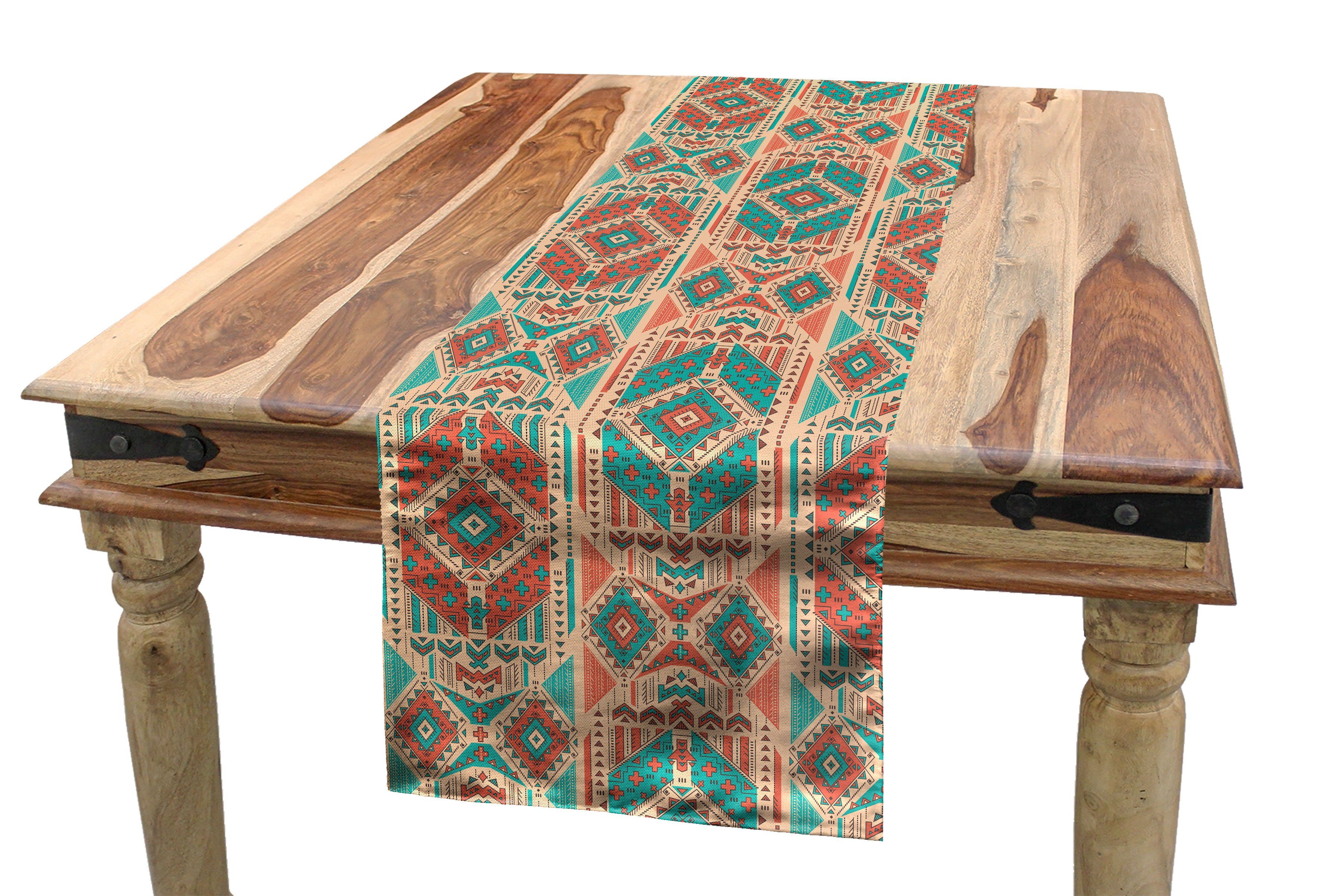 Mexikaner Geometrisches Vintage Rechteckiger Dekorativer Tischläufer, Abakuhaus Tischläufer Küche Motiv Esszimmer