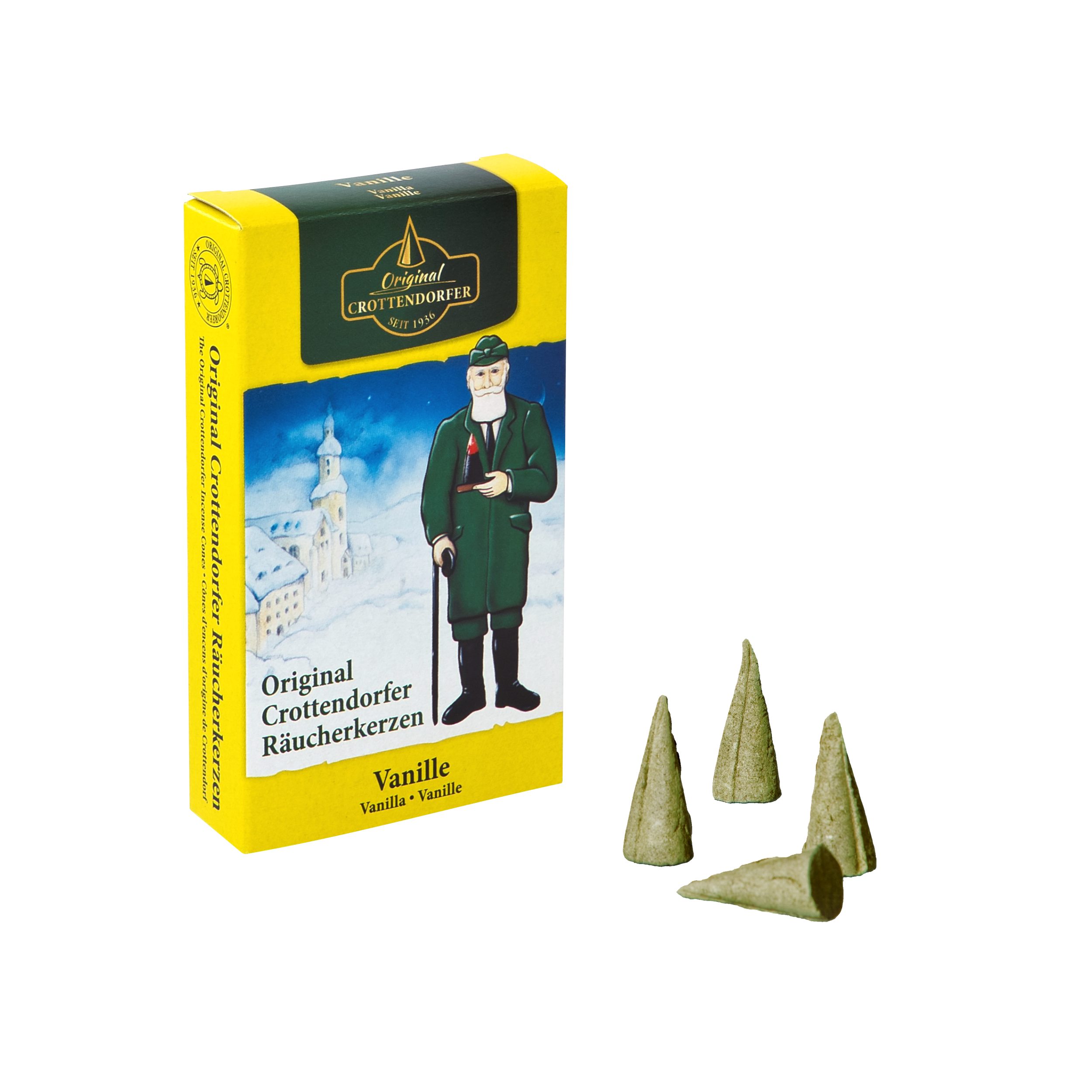 Crottendorfer Räucherkegel Crottendorfer Räucherkerzen 10er-Pack Vanille (Packung, 10-St., Vorteilspack), 100% Made in Germany