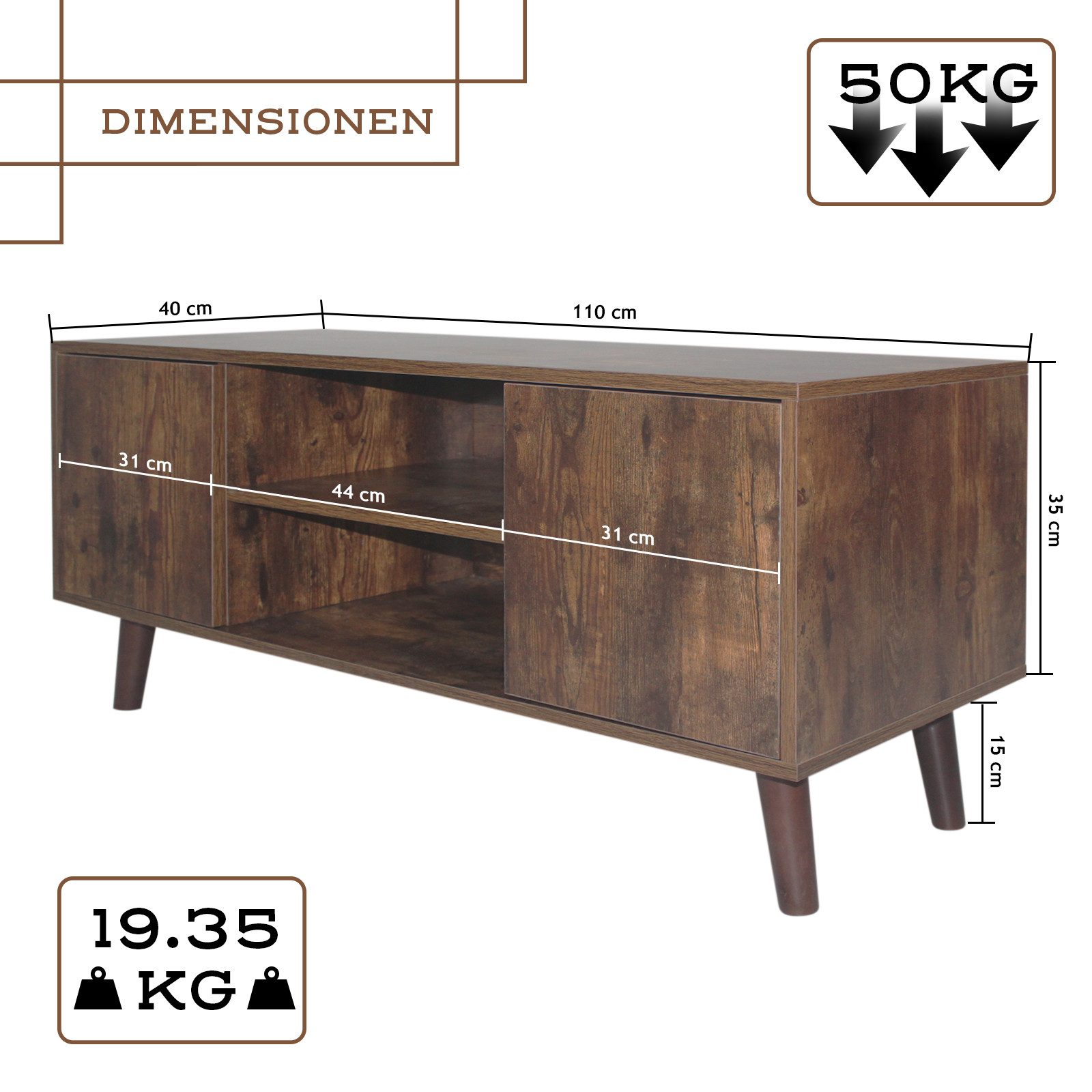 MIADOMODO Lowboard Lowboard Fernsehschrank - 110 günstig online kaufen