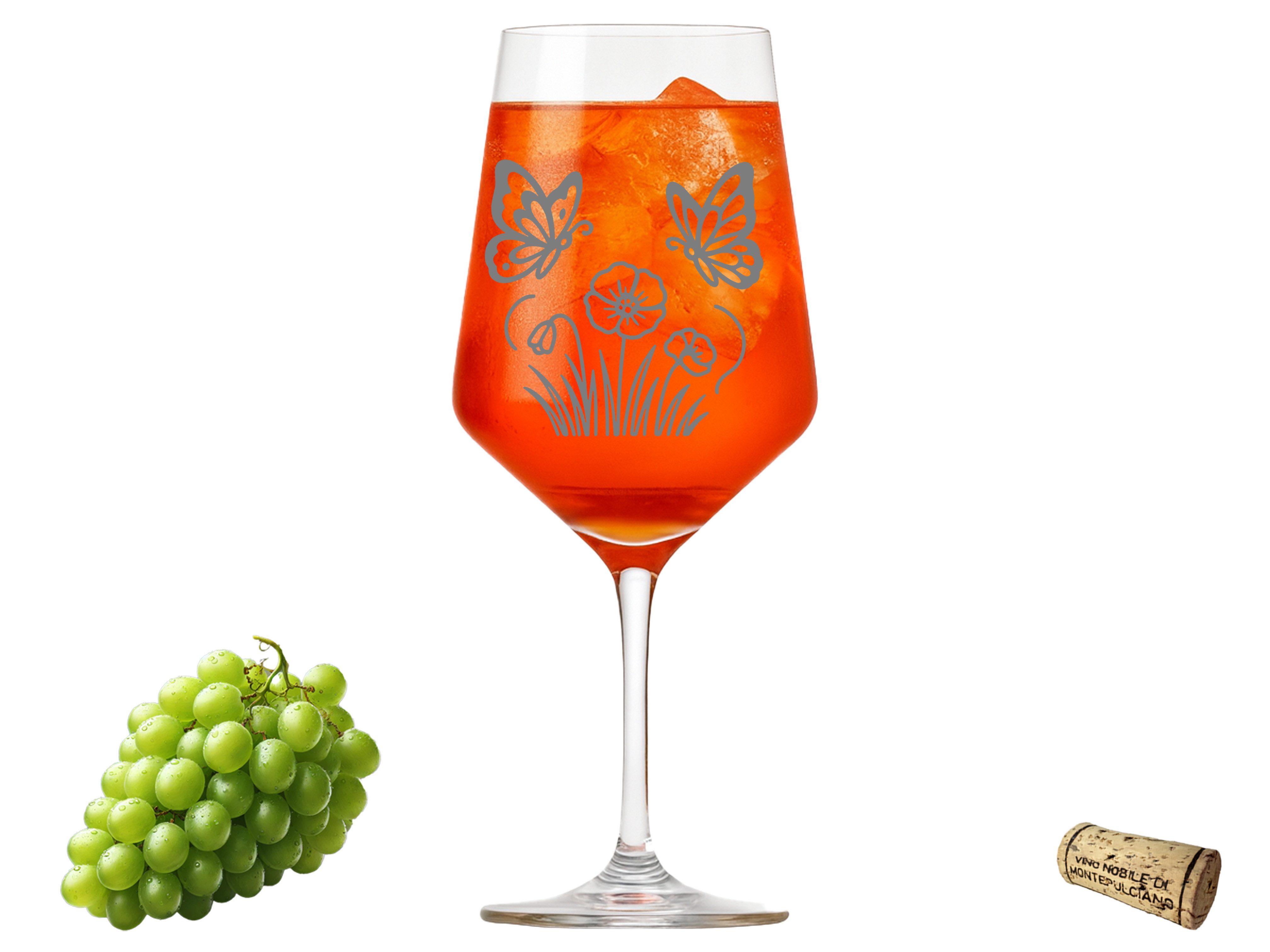 eXODA Weinglas Gravur Schmetterling 350ml - Spülmaschinenfest Charmantes Design, 1-tlg., Glas, Atemberaubende Darstellung