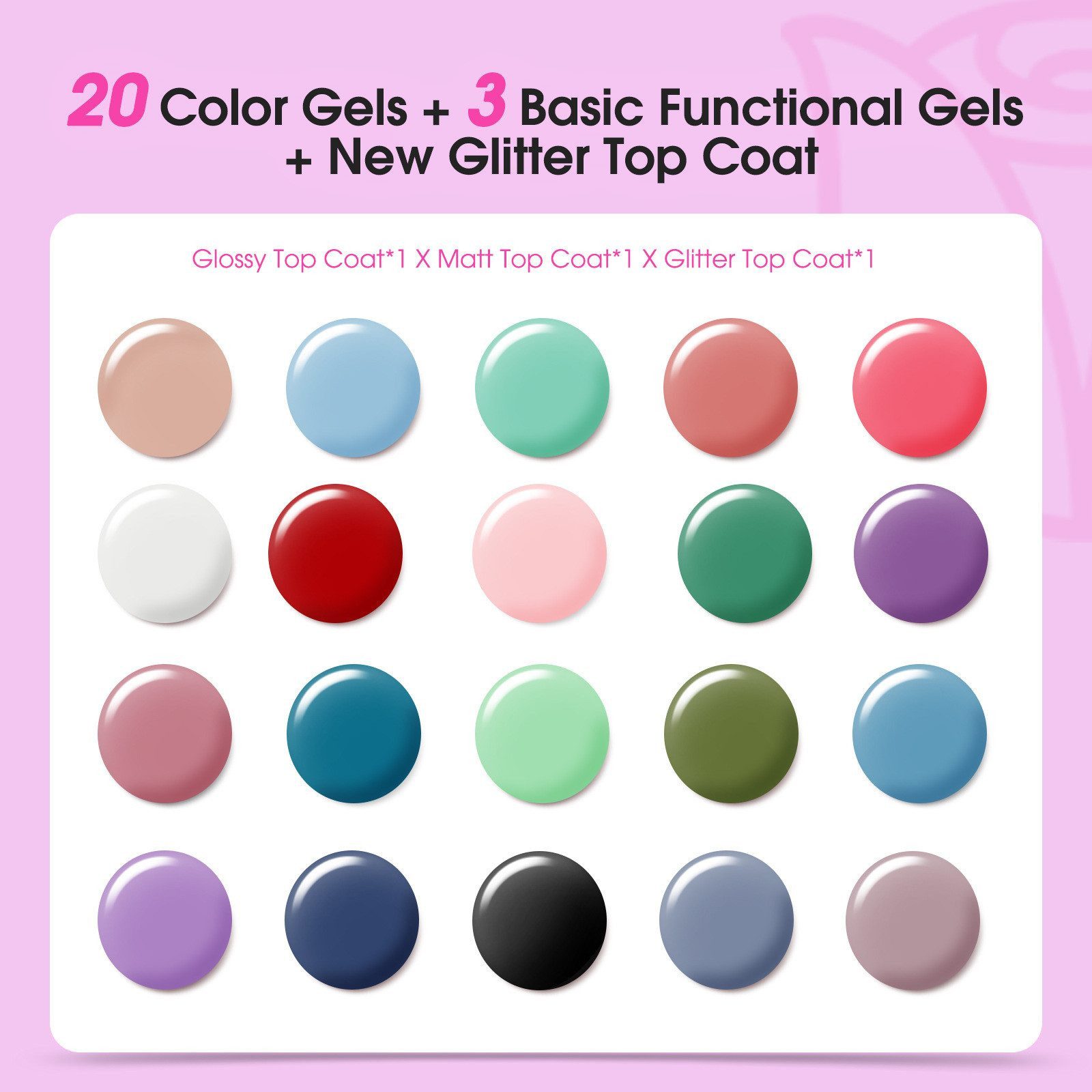 POPOLIC Nagellack-Set UV Nagellack Set, 24 Stück Gel Nagellack mit Unterlack, 1-tlg., Gellack Shellac Nagellack UV Gel Set für Nagel Design