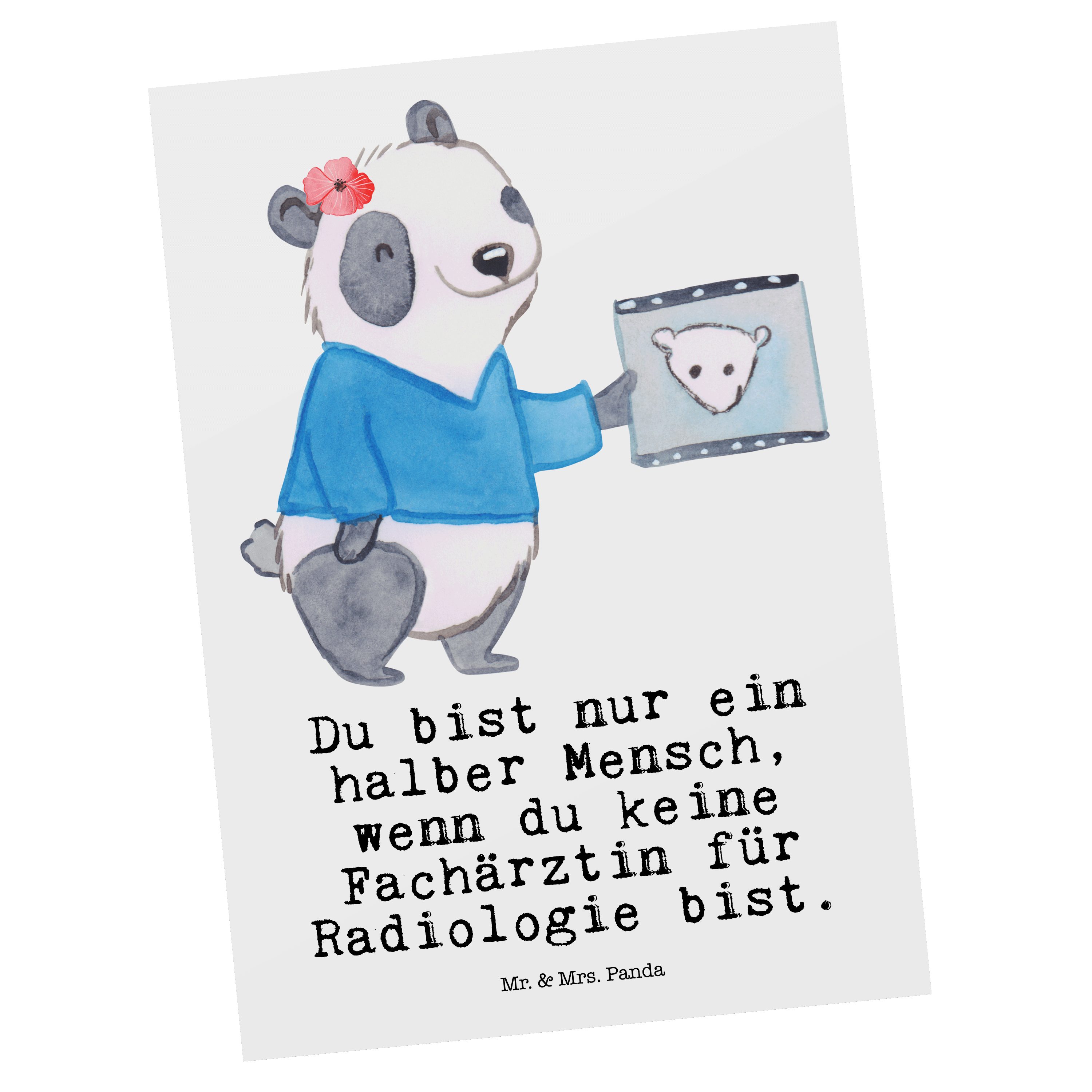 Mr. & Mrs. Panda Postkarte Fachärztin für Radiologie mit Herz - Weiß - Geschenk, Geschenkkarte