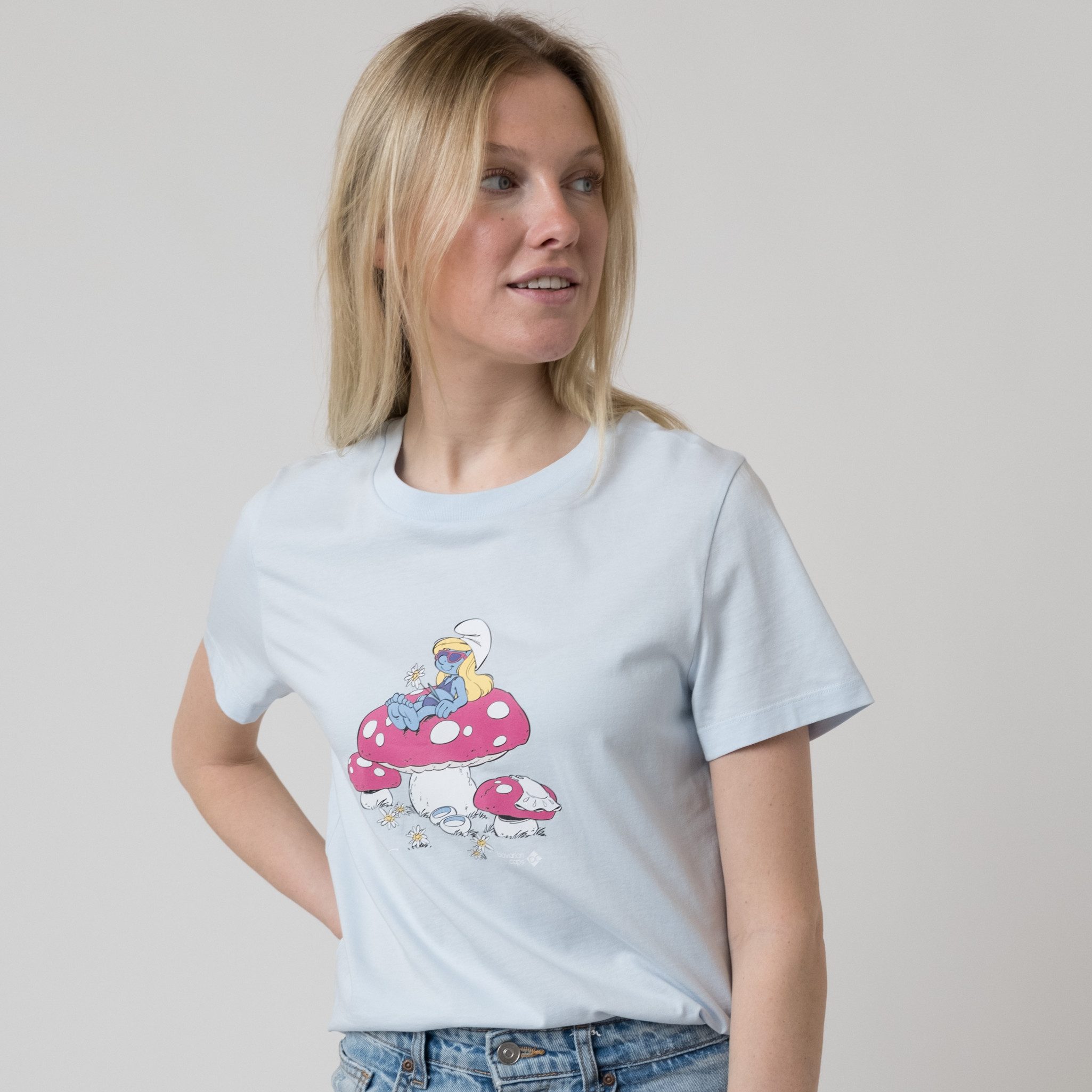 Bavarian Caps T-Shirt Bavarian Caps T-Shirt "Schlumpfines Schwammerlsofa" - eisblau (T-Shirt, T-Shirt)
