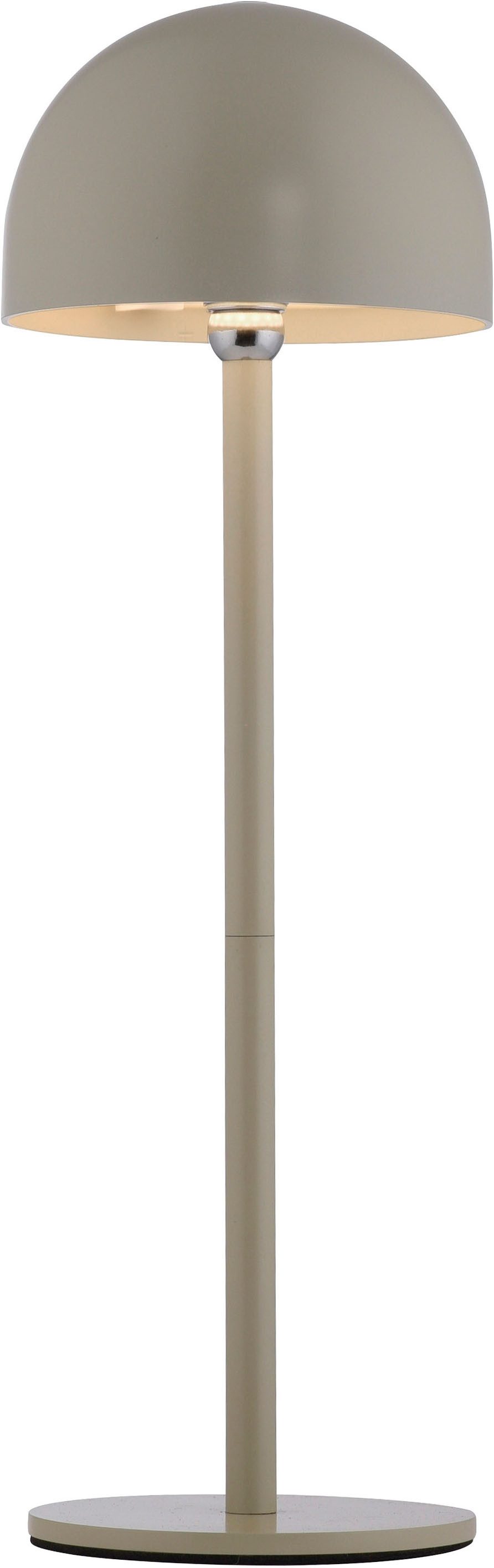 OTTO home Tischleuchte Akku Tischlampe Gerrin Indoor Outdoor, magnetischer Flaschenaufsatz, Dimmfunktion, Memoryfunktion, LED fest integriert, Warmweiß, Pilzlampe Flaschenaufsatz, Regulierung der Lichtstärke, Pilz, Lampe