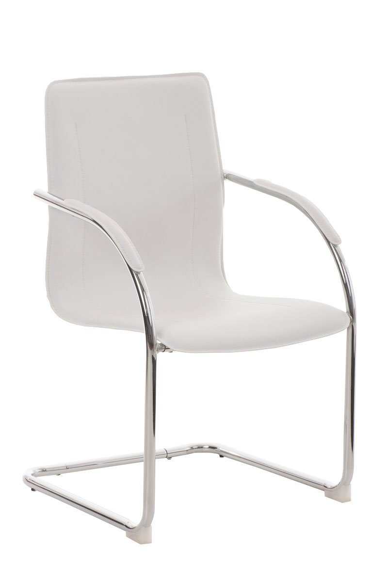 TPFLiving Besucherstuhl Meli Two mit hochwertig gepolsterter Sitzfläche - Konferenzstuhl (Küchenstuhl - Esszimmerstuhl - Wohnzimmerstuhl), Gestell: Metall chrom - Sitzfläche: Kunstleder weiß