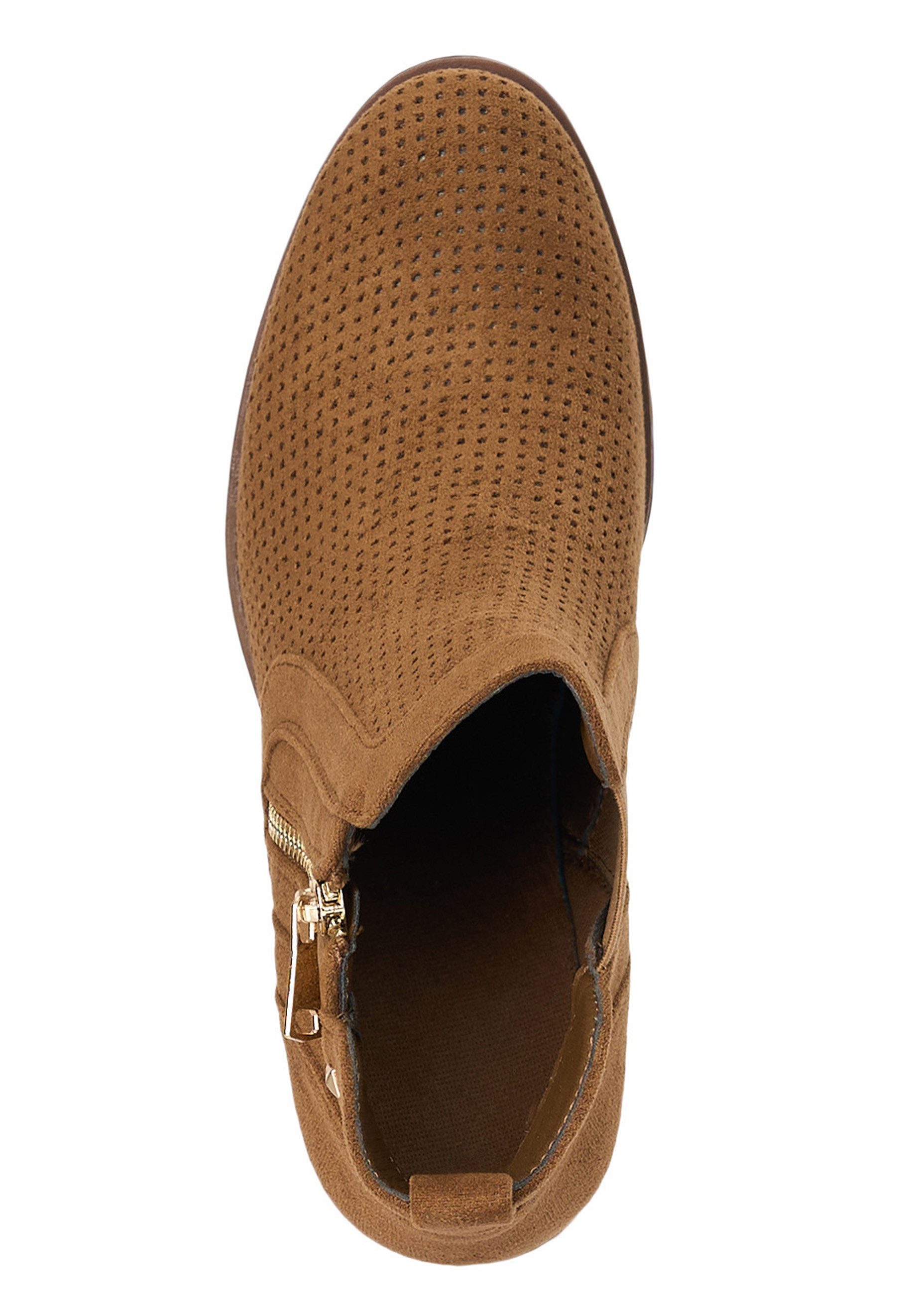 Salinyang Damen Chelsea Boots mit Lochstruktur, Zipper & Blockabsatz Stiefelette – Bild 4 von 5