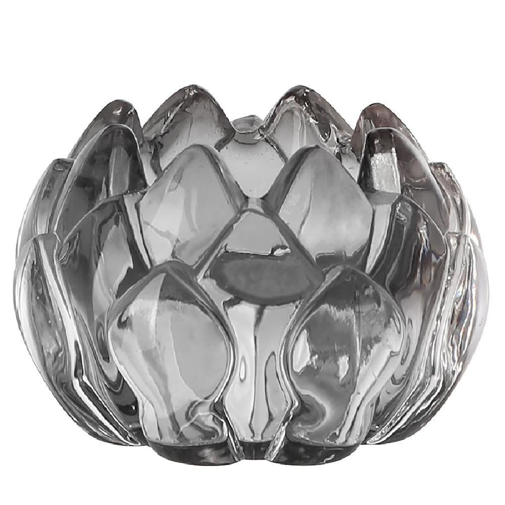 Fink Kerzenhalter Teelichthalter Lotta Lotusblüte Glas Grau günstig online kaufen