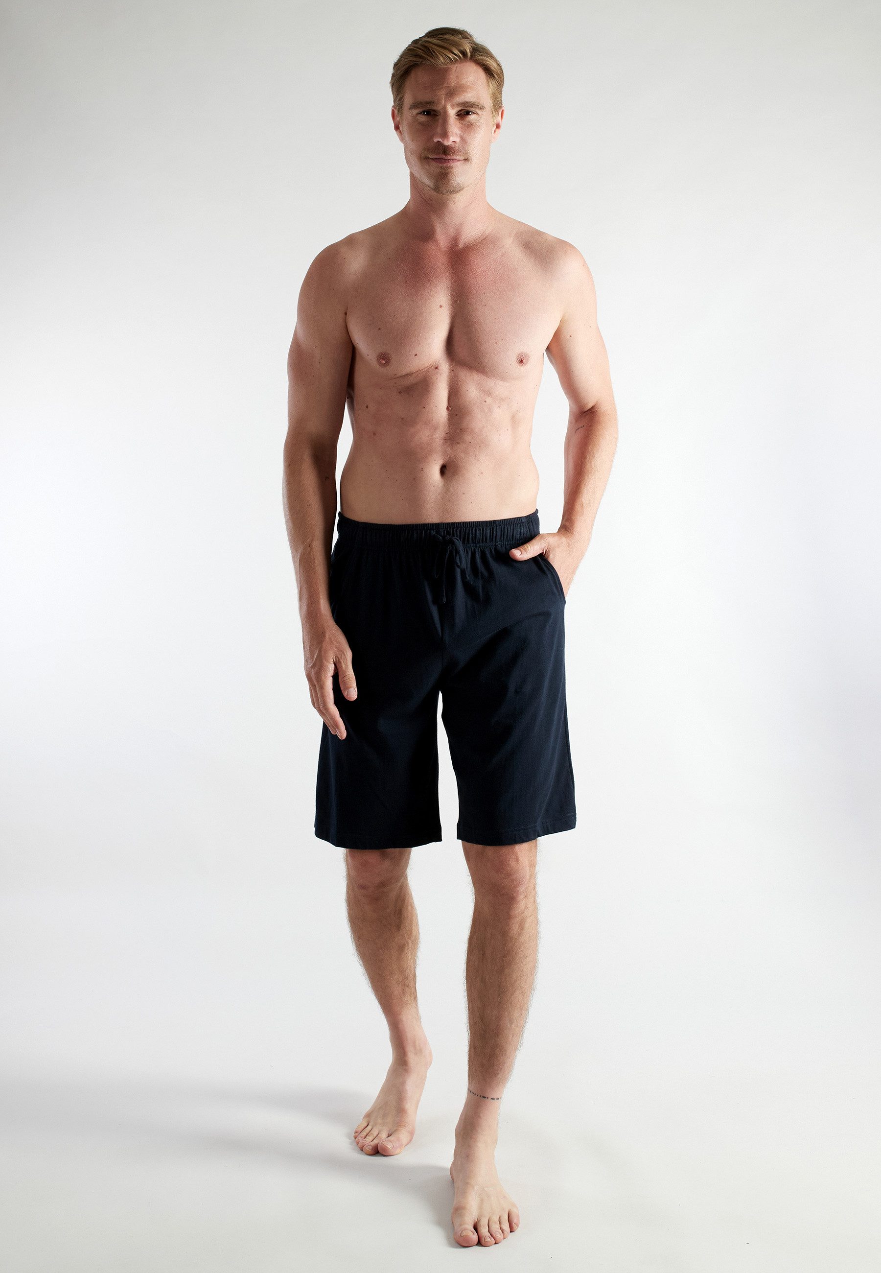 CECEBA Schlafhose CECEBA Herren Bermuda blau uni (1-tlg) günstig online kaufen