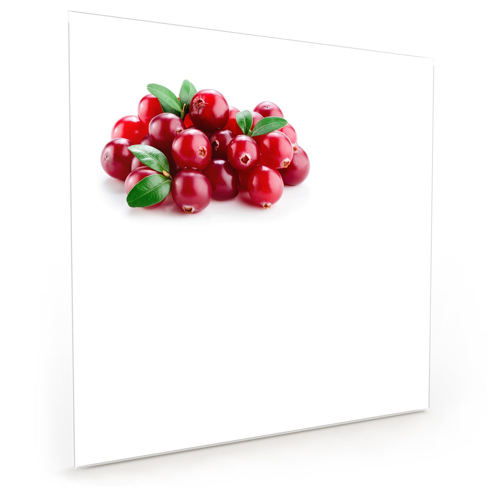 Primedeco Küchenrückwand Küchenrückwand Glas Motiv Cranberry Blättern mit mit Spritzschutz