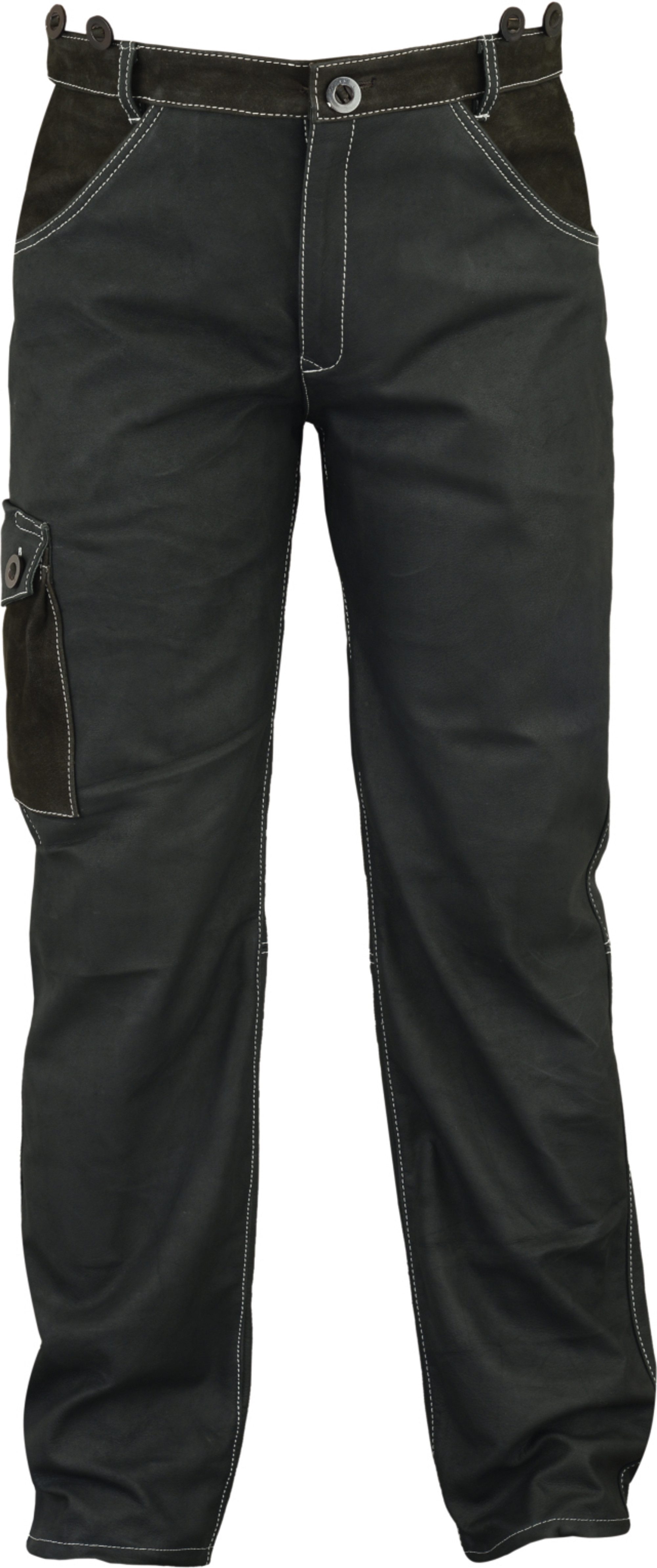 Fuente Leather Wears Bikerhose Lange Lederjeans Herren -5 Pocket Lederhose lang Nubuk Schwarz