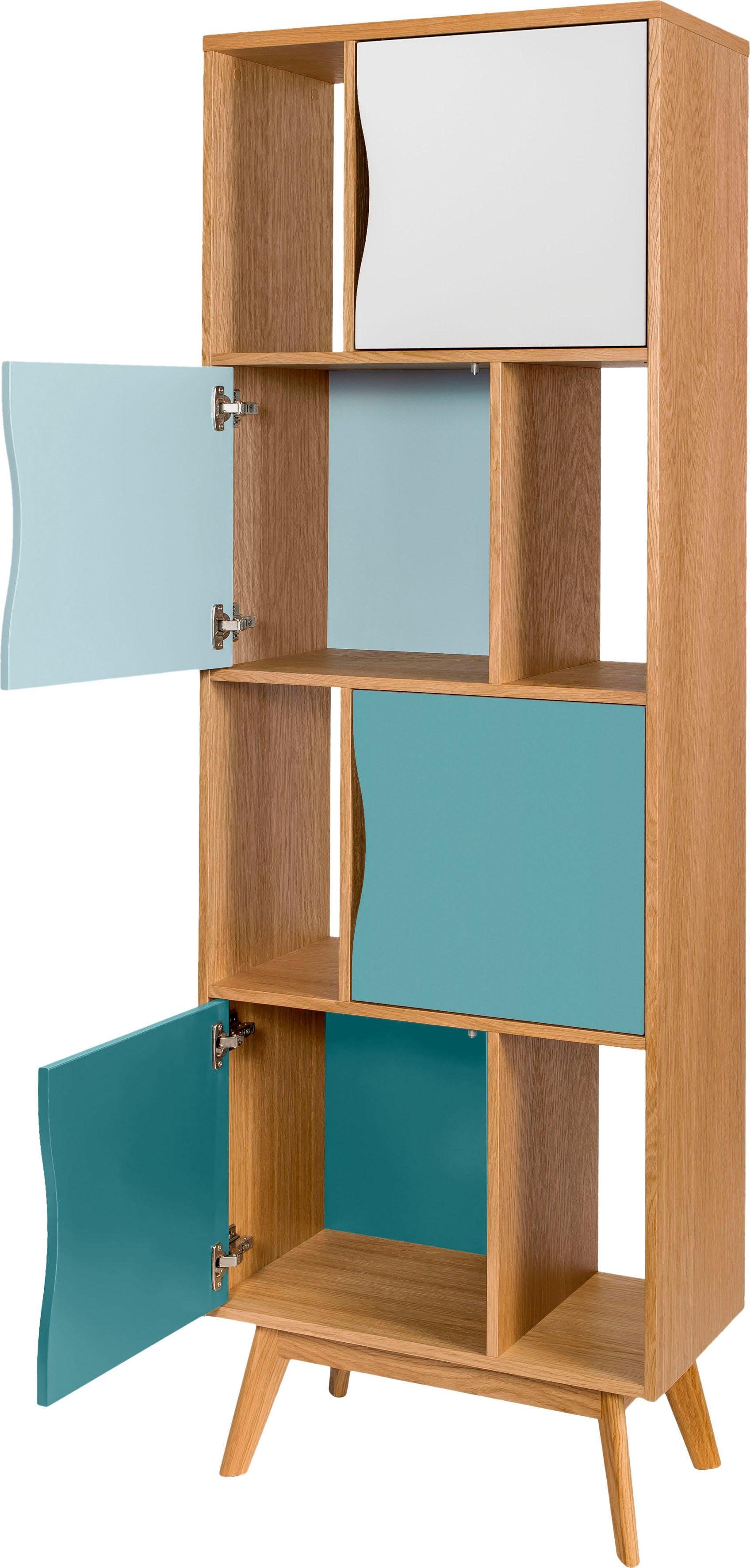 Design Avon, Woodman 191 aus schlichtes skandinavisches Bücherregal Höhe Eiche, Holzfurnier cm, eiche/mint
