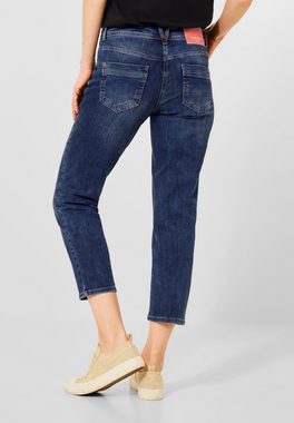 Cecil 7/8-Jeans Cecil Loose Fit Jeans in Mid Blue Used Wash (1-tlg) Tunnelzugbändchen