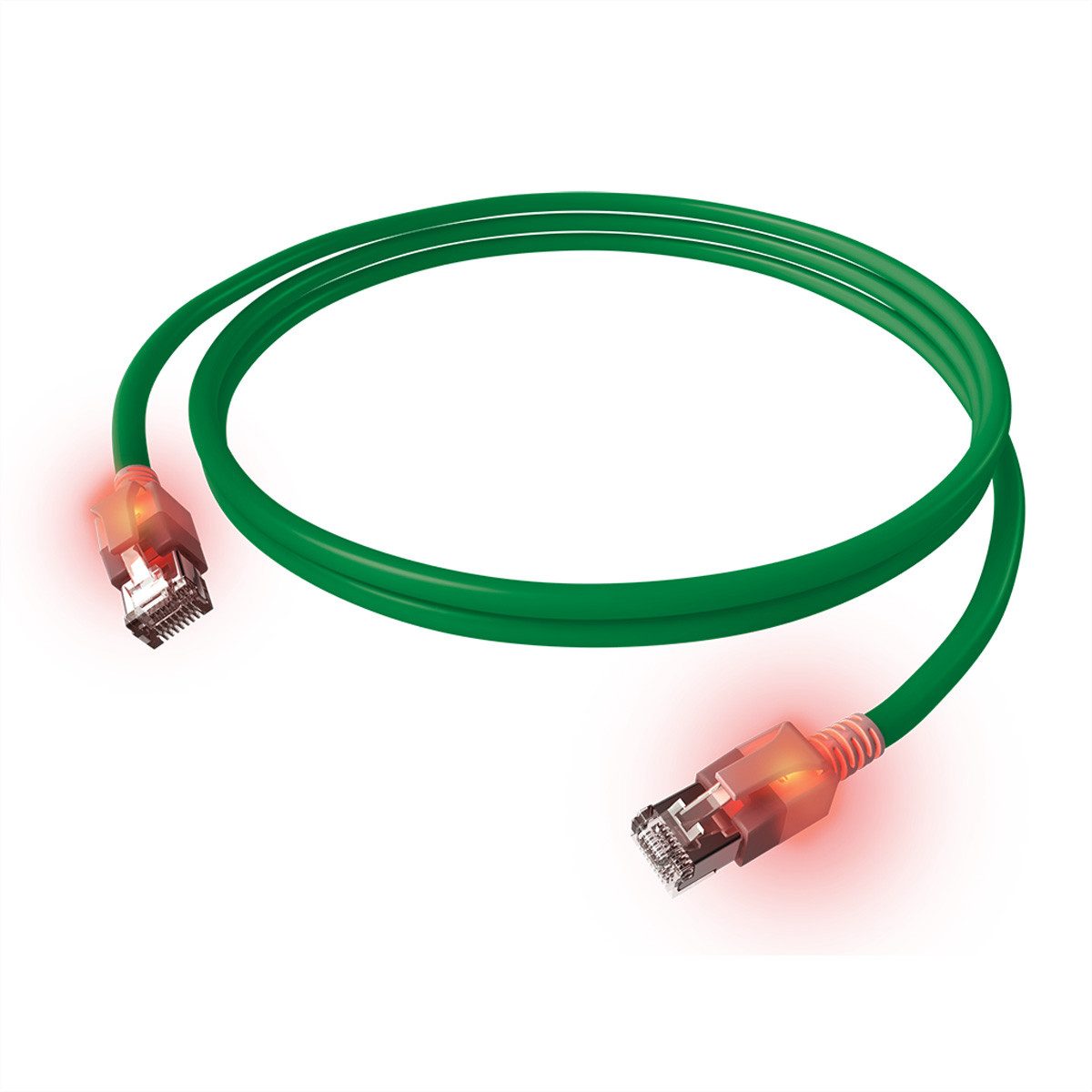 Easylan DualBoot LED Patchkabel RJ45 S/FTP Cat.6A (Class EA) LAN-Kabel, RJ-45 Männlich (Stecker), RJ-45 Männlich (Stecker) (50.0 cm), mit saCon Stecker, LSOH, CS1OGADAD0005