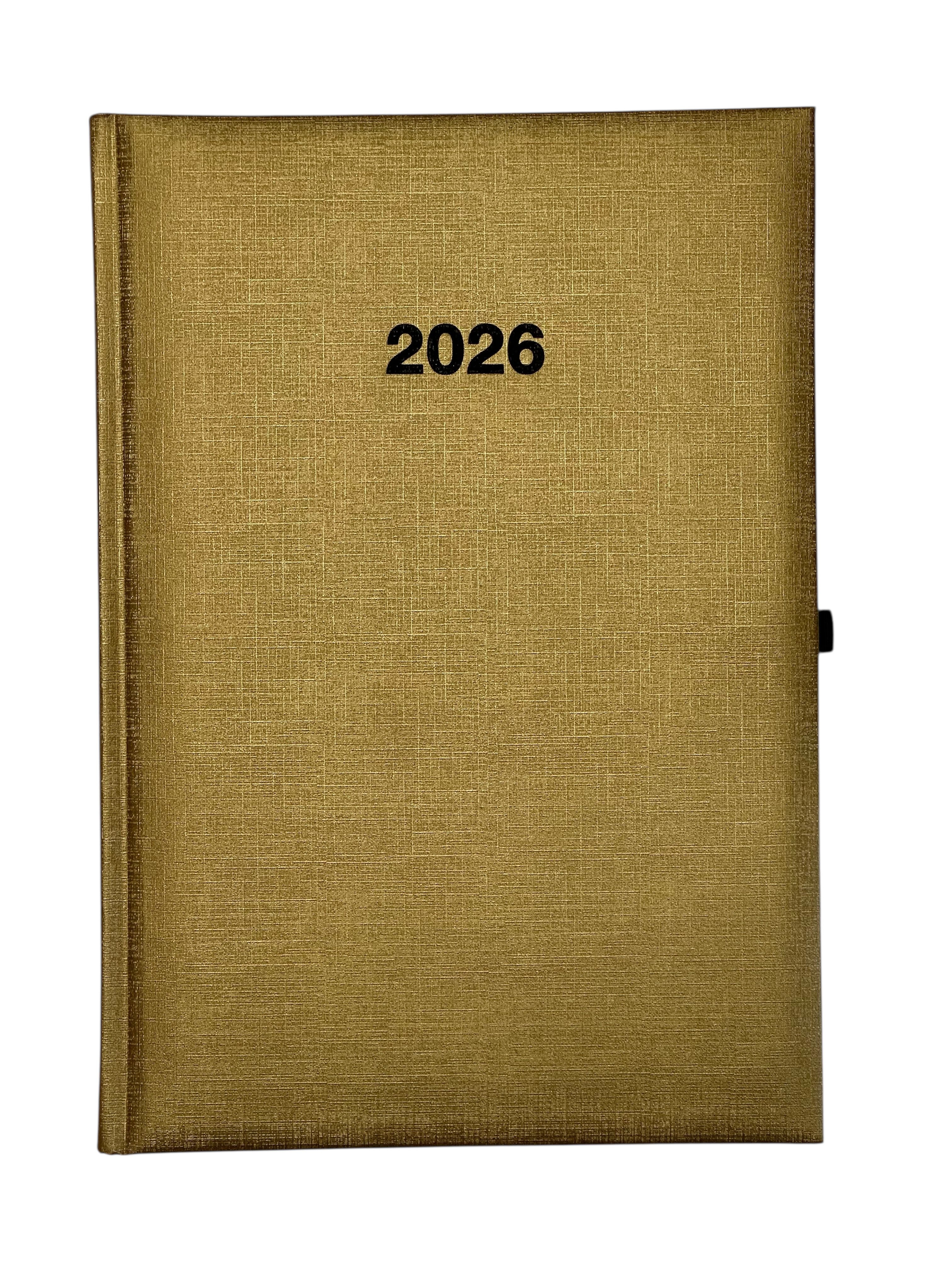 ADINA Buchkalender 2025 ADINA Wochenkalender A5+ gold-metallic 24x16cm 1 Woche auf 2