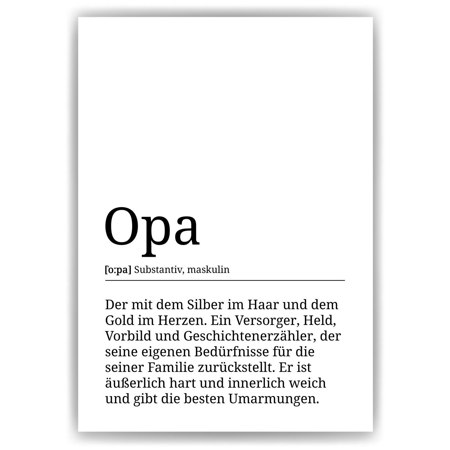 Tigerlino Poster Opa Definition Wandbild Großvater Geburtstag Geschenk