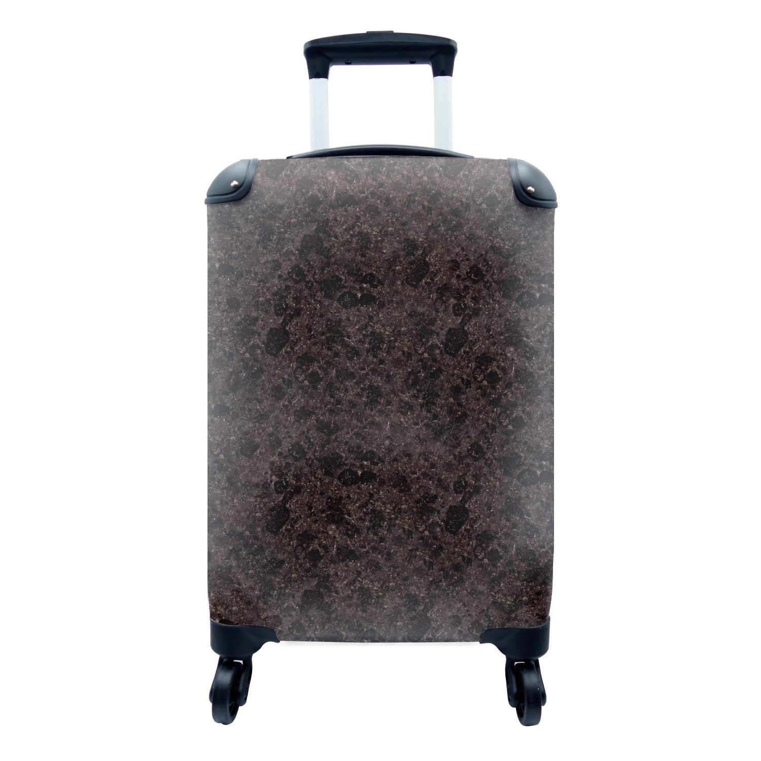 MuchoWow Handgepäckkoffer Granit - Schwarz - Muster, 4 Rollen, Reisetasche mit rollen, Handgepäck für Ferien, Trolley, Reisekoffer