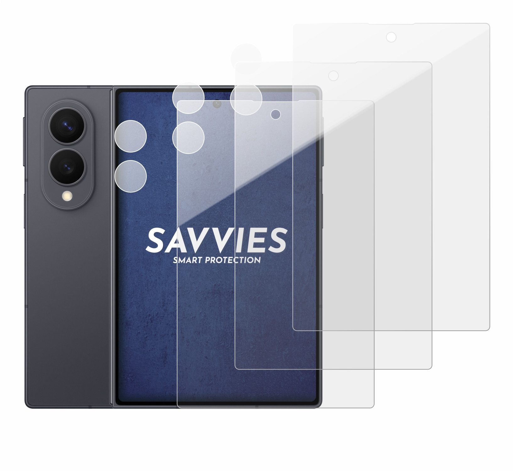 Savvies Displayschutzglas Schutzglas Panzer für Samsung Galaxy Z Fold 8 (Display+Kamera), 3 Stück, Schutzfolie Display Schutz Glas Folie klar – Bild 2 von 5