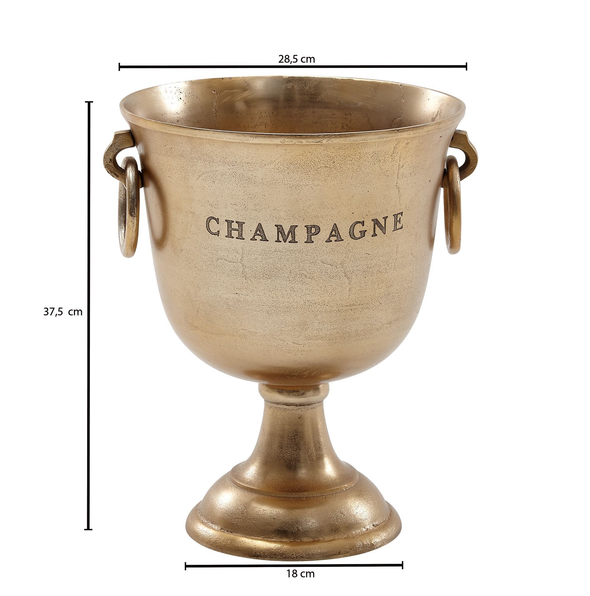 FINEBUY Sektkühler FB30335 Champagnerkühler Flaschenkühler 28,5x37,5x28,5 cm Groß, Gold 28,5x37,5x28,5 cm Aluminium Massiv Groß