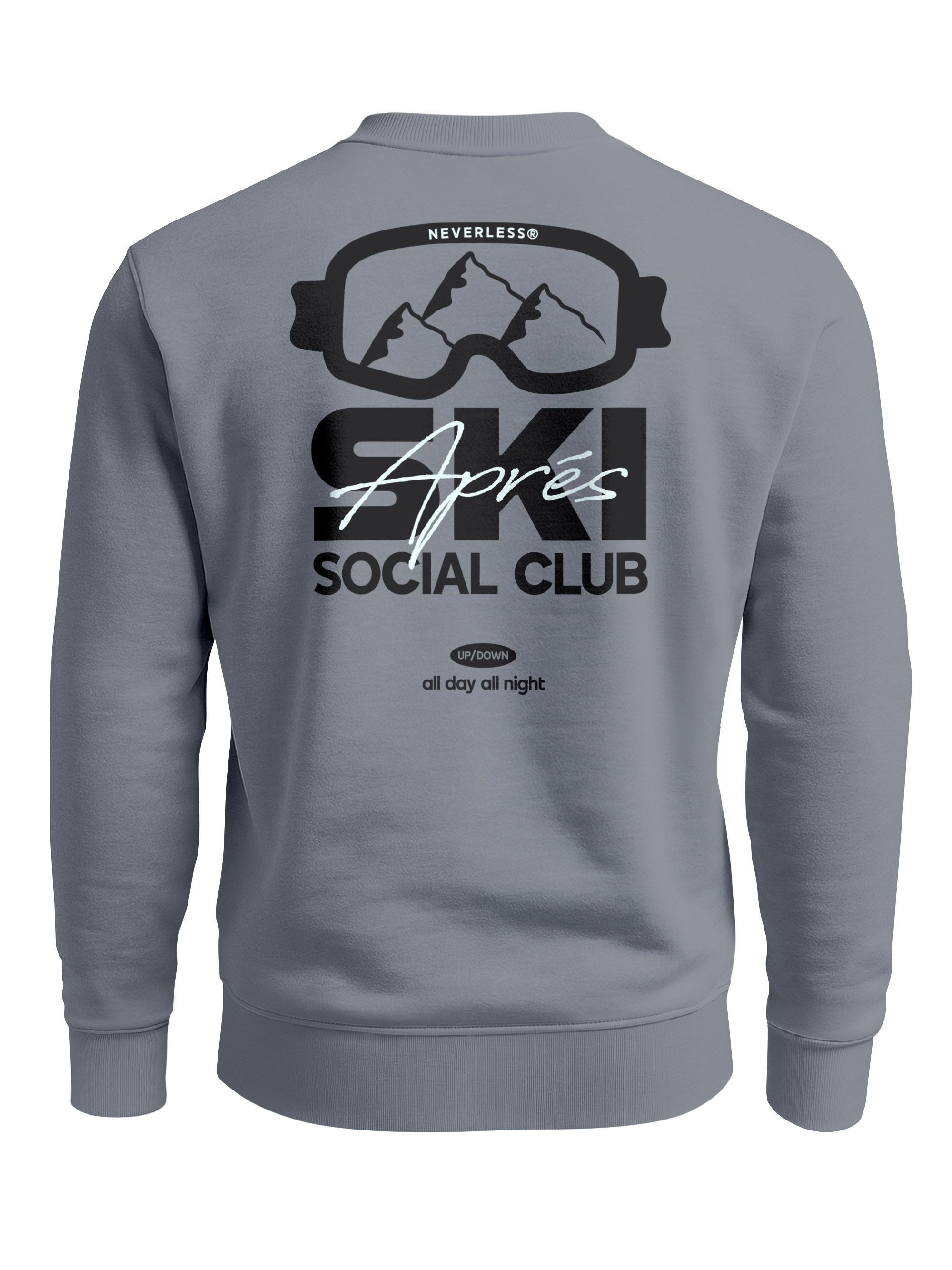 Neverless Sweatshirt Sweatshirt Herren Pullover Backprint Après Ski Social Club Skifahren
