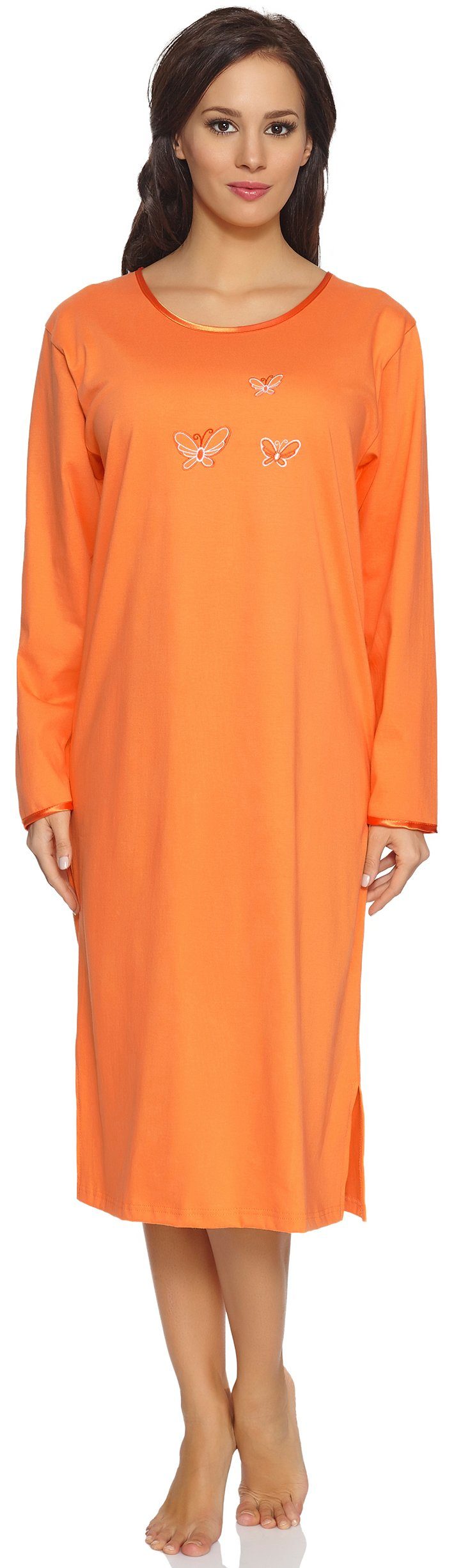 Merry (Langarm) (1-tlg) Style 91LW1 Orange-2 Nachthemd Damen Nachthemd Langarm