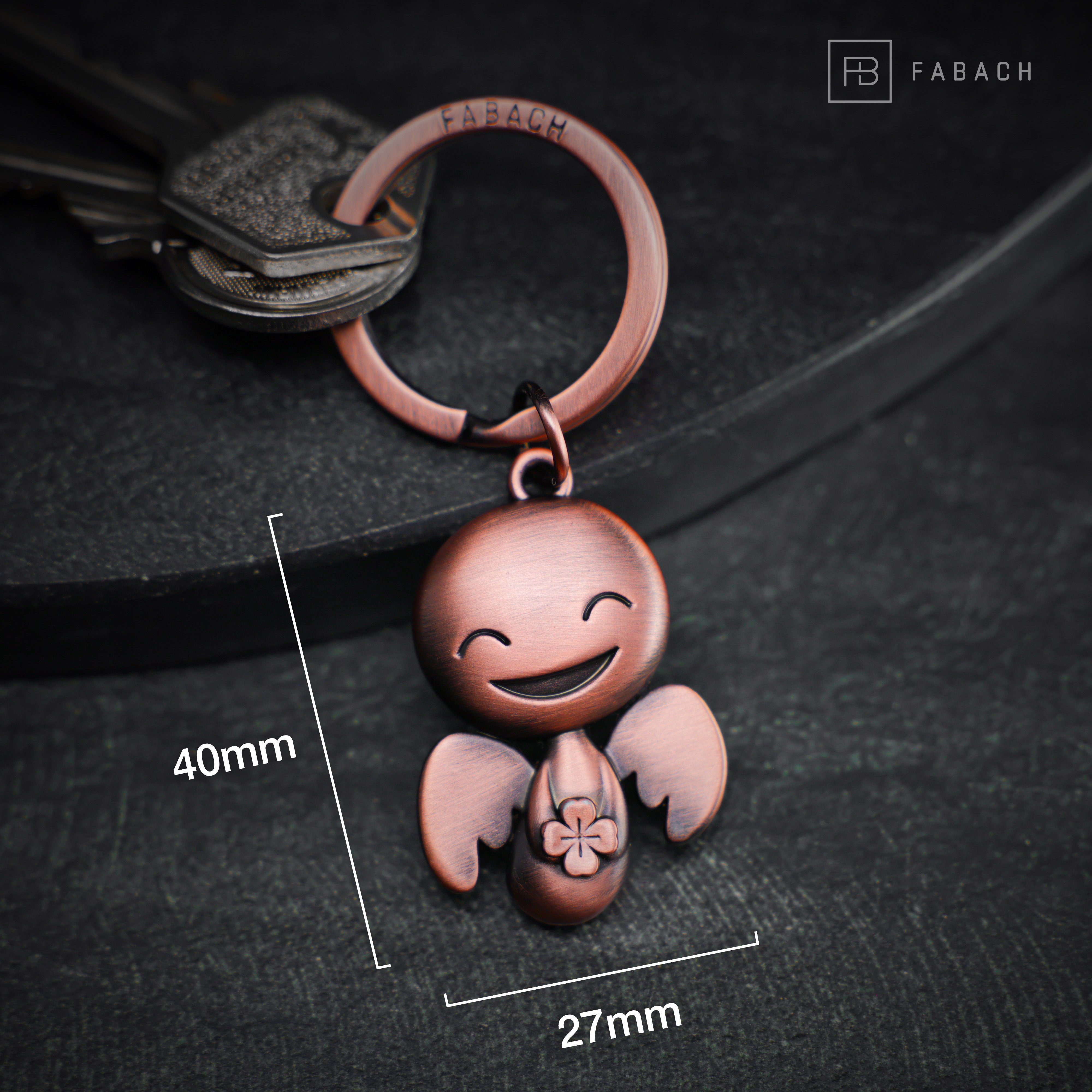 FABACH Schlüsselanhänger Schutzengel Happy mit Kleeblatt - Glücksbringer Geschenk - Viel Glück – Bild 4 von 5