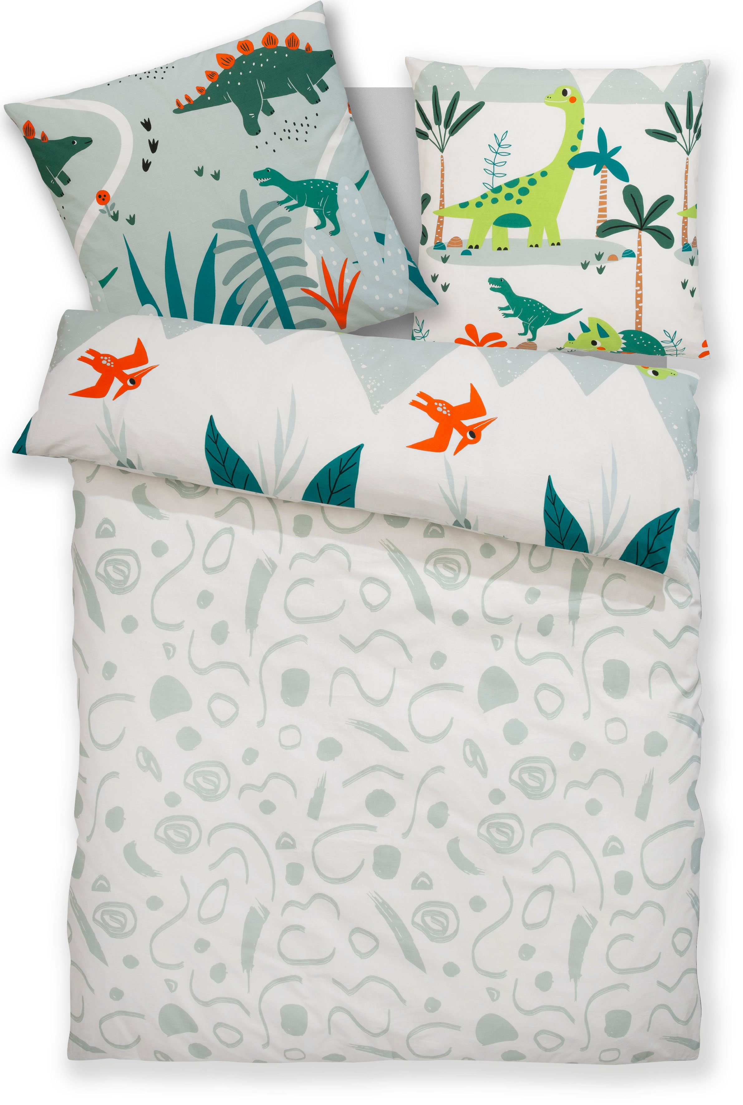 OTTO home Kinderbettwäsche CUDDLEE, Biber, 2 teilig, in vielen Designs: Dino,Einhorn,Weltraum,Baustelle,Herz,Trecker,Safari – Bild 2 von 5
