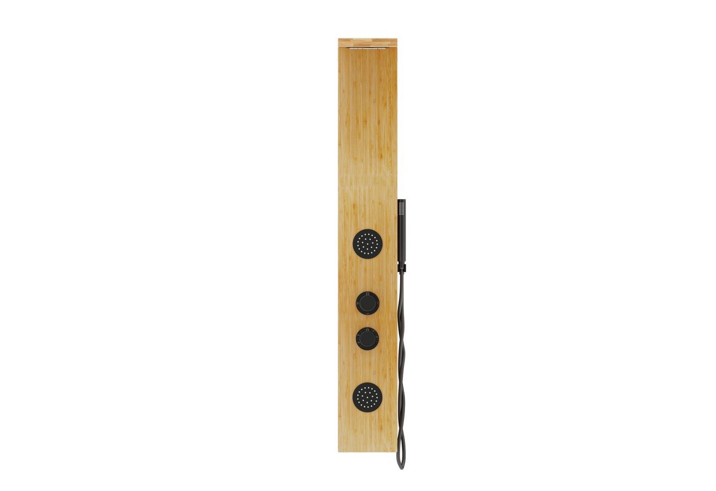 Thumbnail - KOLMAN Duscharmatur BALTI Duschpaneel Thermostatisch Edelstahl in Bambus, Schwarz