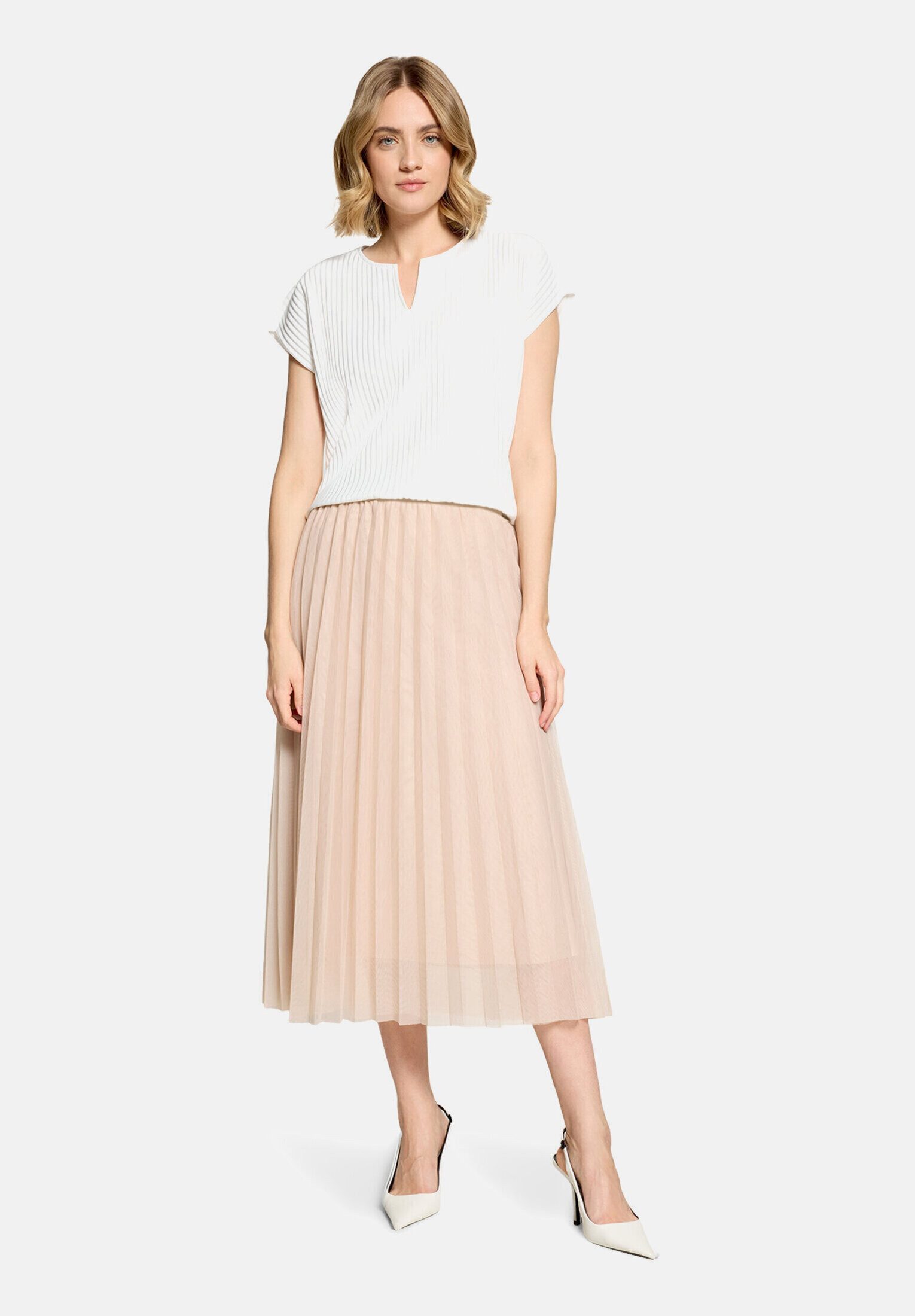Betty&Co Kurzarmshirt Damen mit Plissee (1-tlg) Plissee