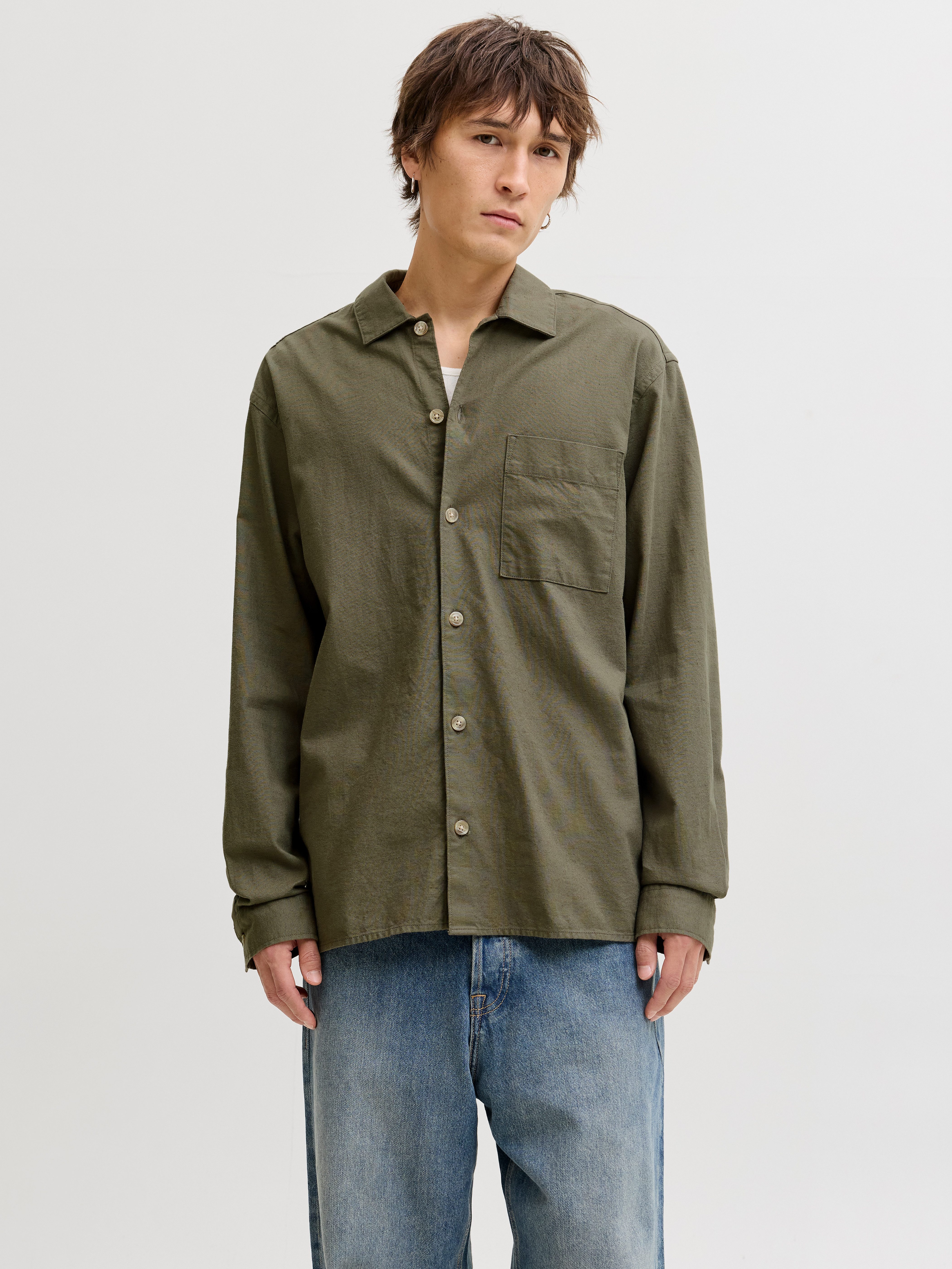 Jack & Jones Langarmhemd JJETRISTAN OVERSHIRT LS SN mit Knopfleiste