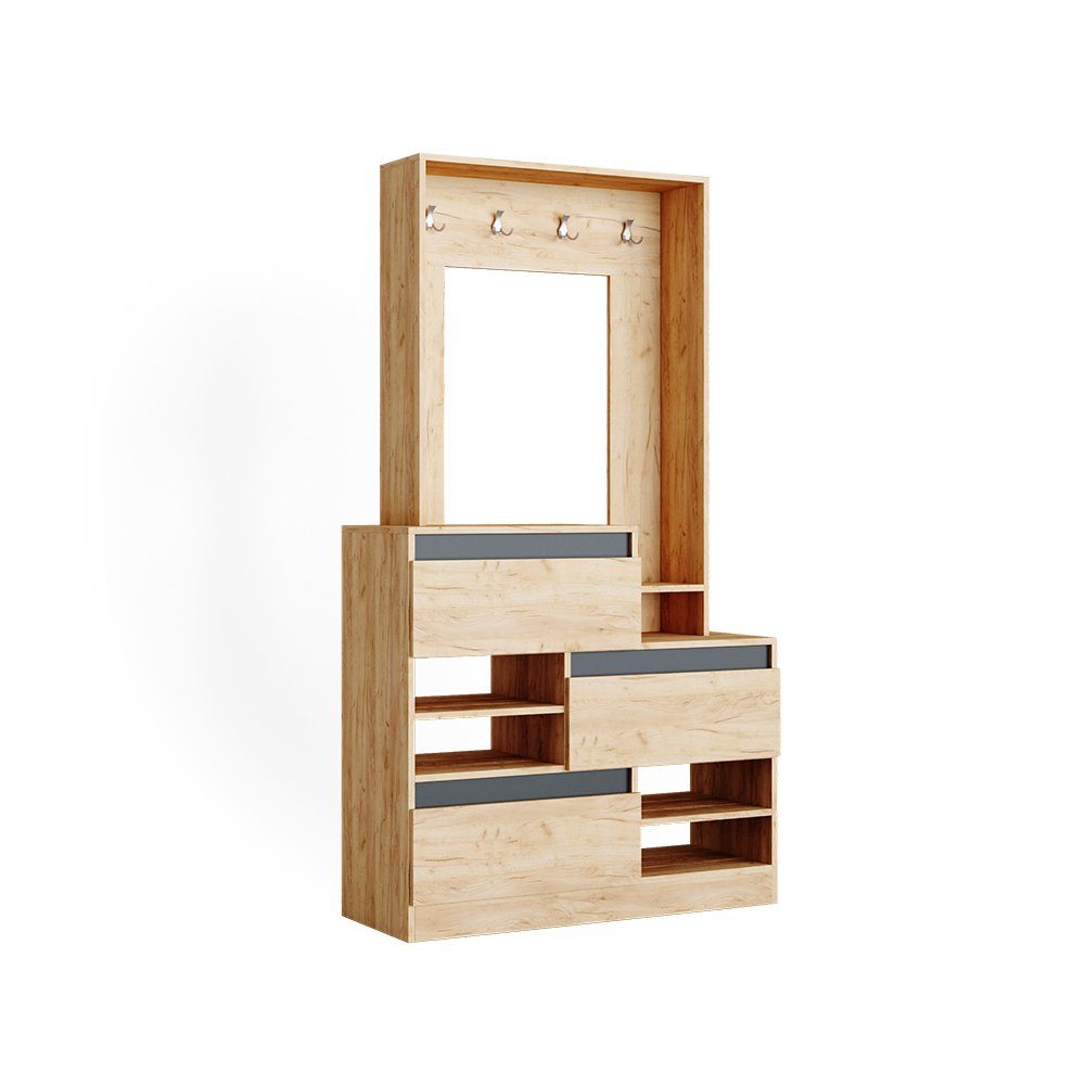 Vicco Garderoben-Set Evia, Goldkraft Eiche/Anthrazit, 100 x 180 cm, (kein S günstig online kaufen