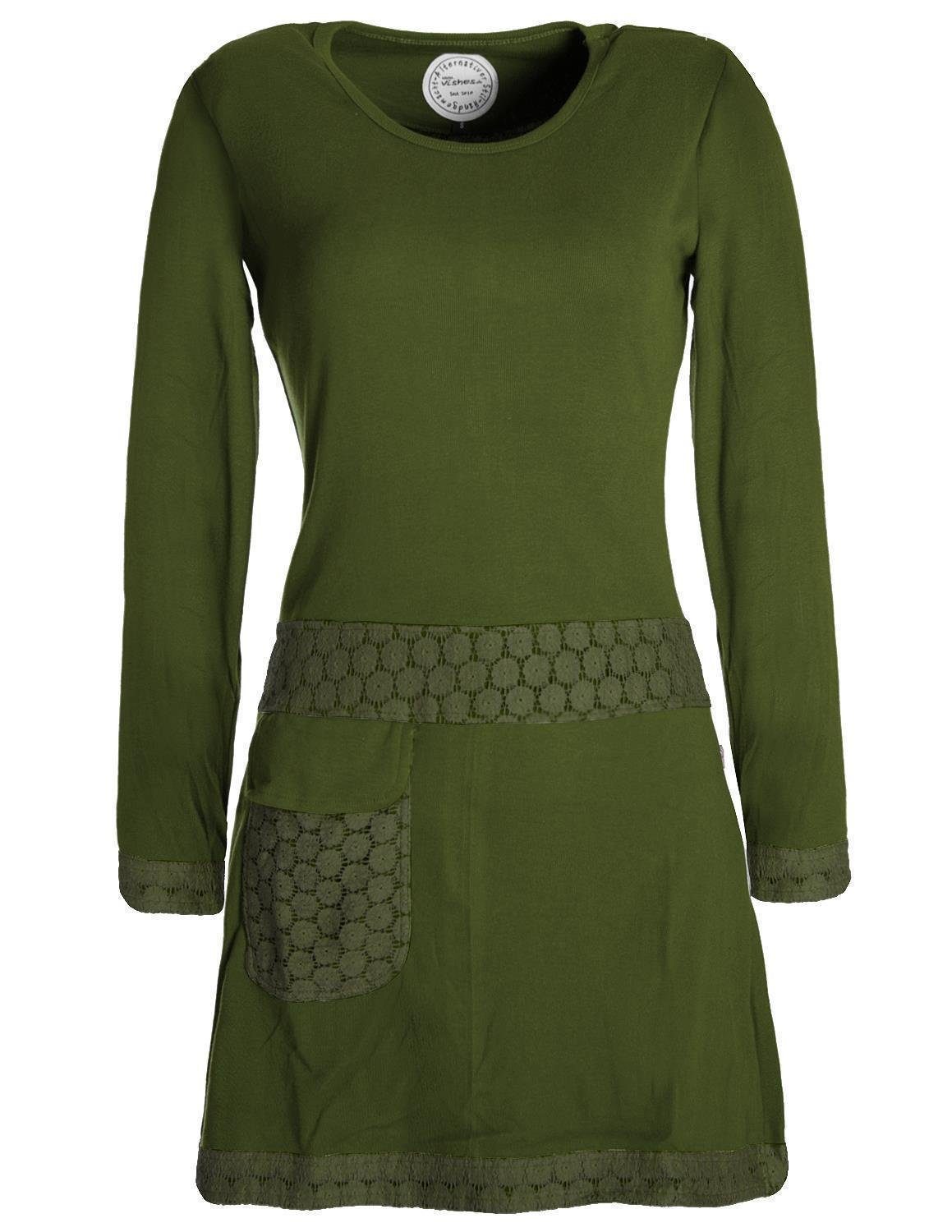 Tunikakleid Langarm Shirt Kleid Jersey Hippie Blumen Sidebag