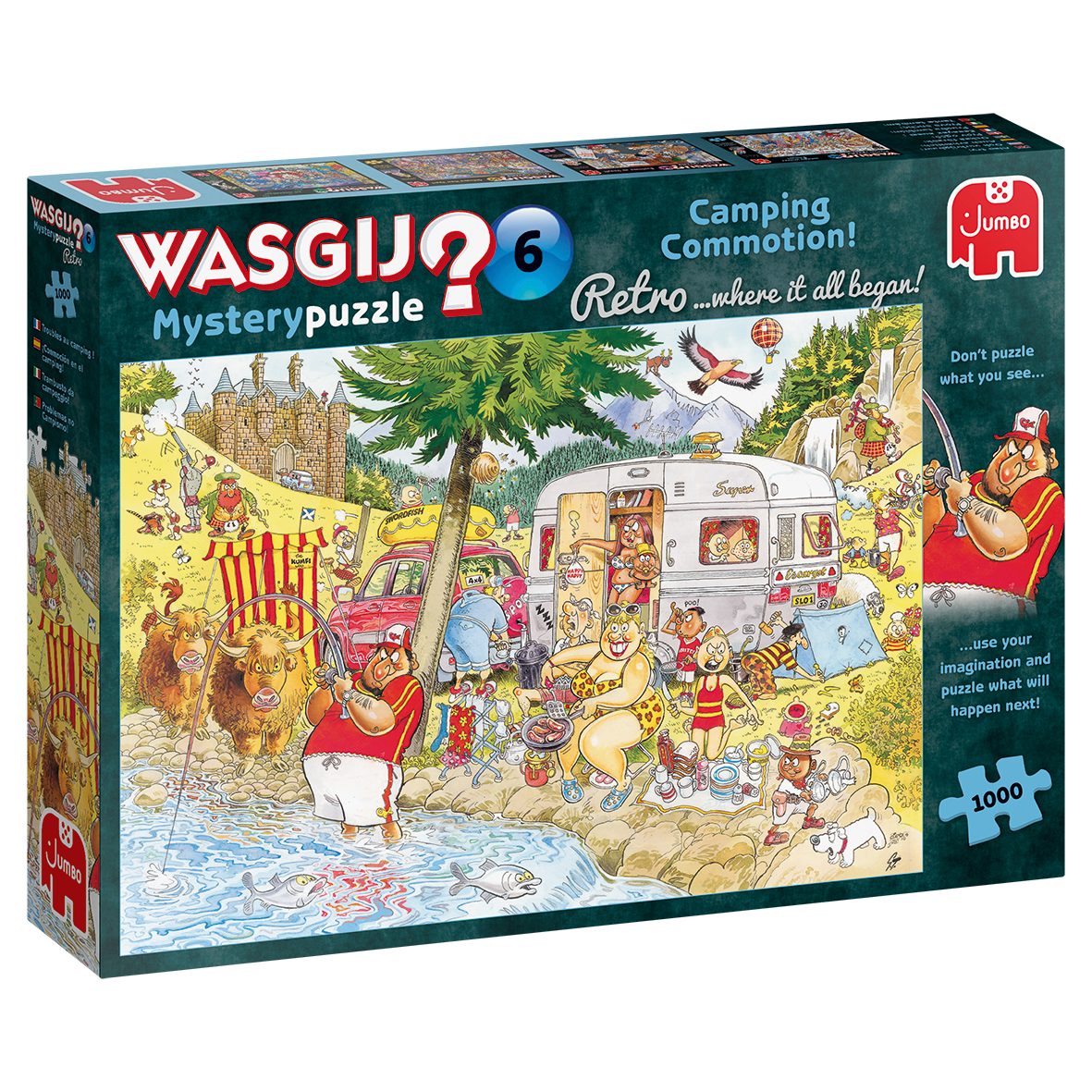 Puzzleteile Wasgij Mystery Retro 1000 6 Camping Chaos, Jumbo Puzzle Spiele