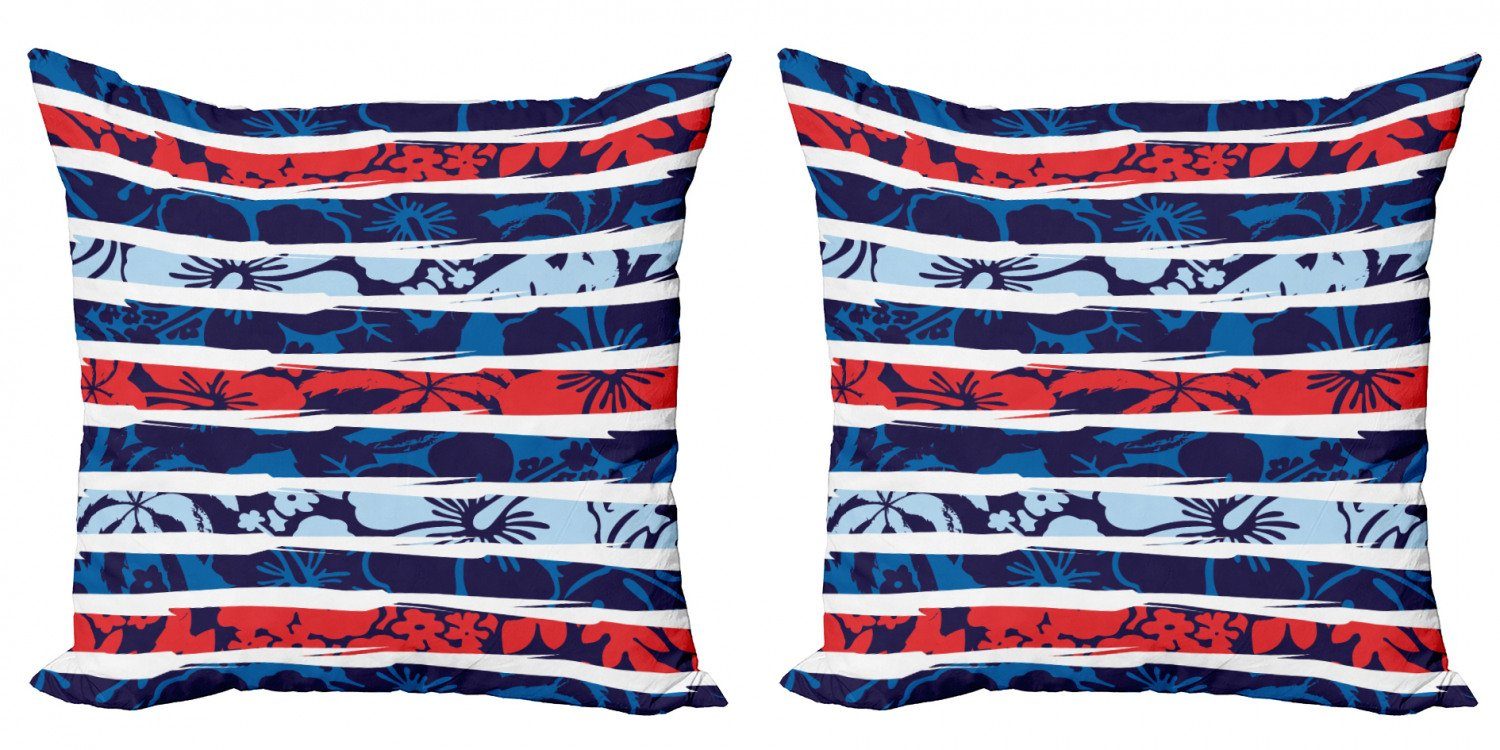 Digitaldruck, Accent Stück), Kissenbezüge Tropical (2 Beach Hibiscus Modern Abakuhaus Doppelseitiger Exotisch