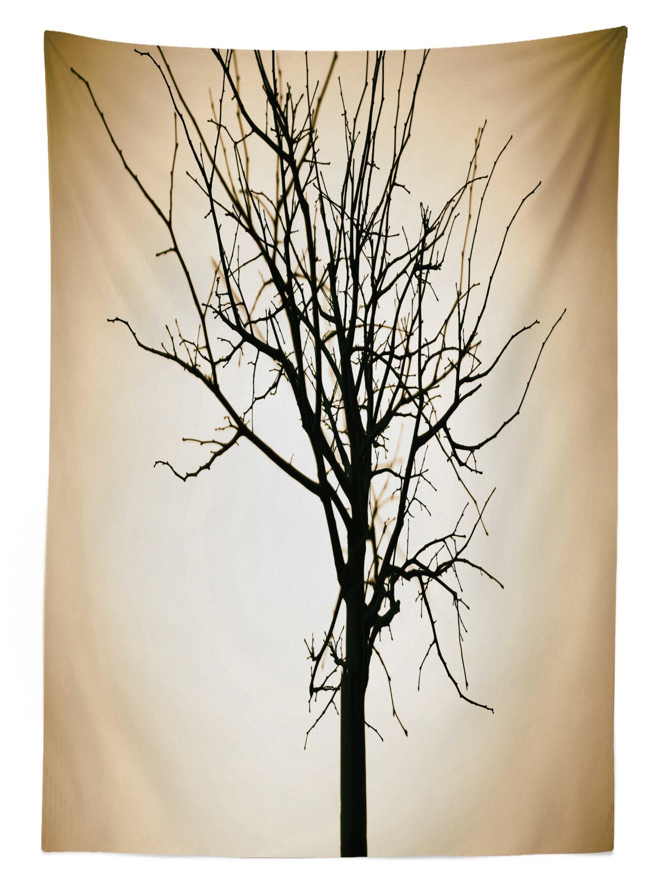 Klare Tree geeignet Ombre Tischdecke Farben, Für Bereich auf Außen Waschbar den Farbfest einsamer Barren Baum Abakuhaus