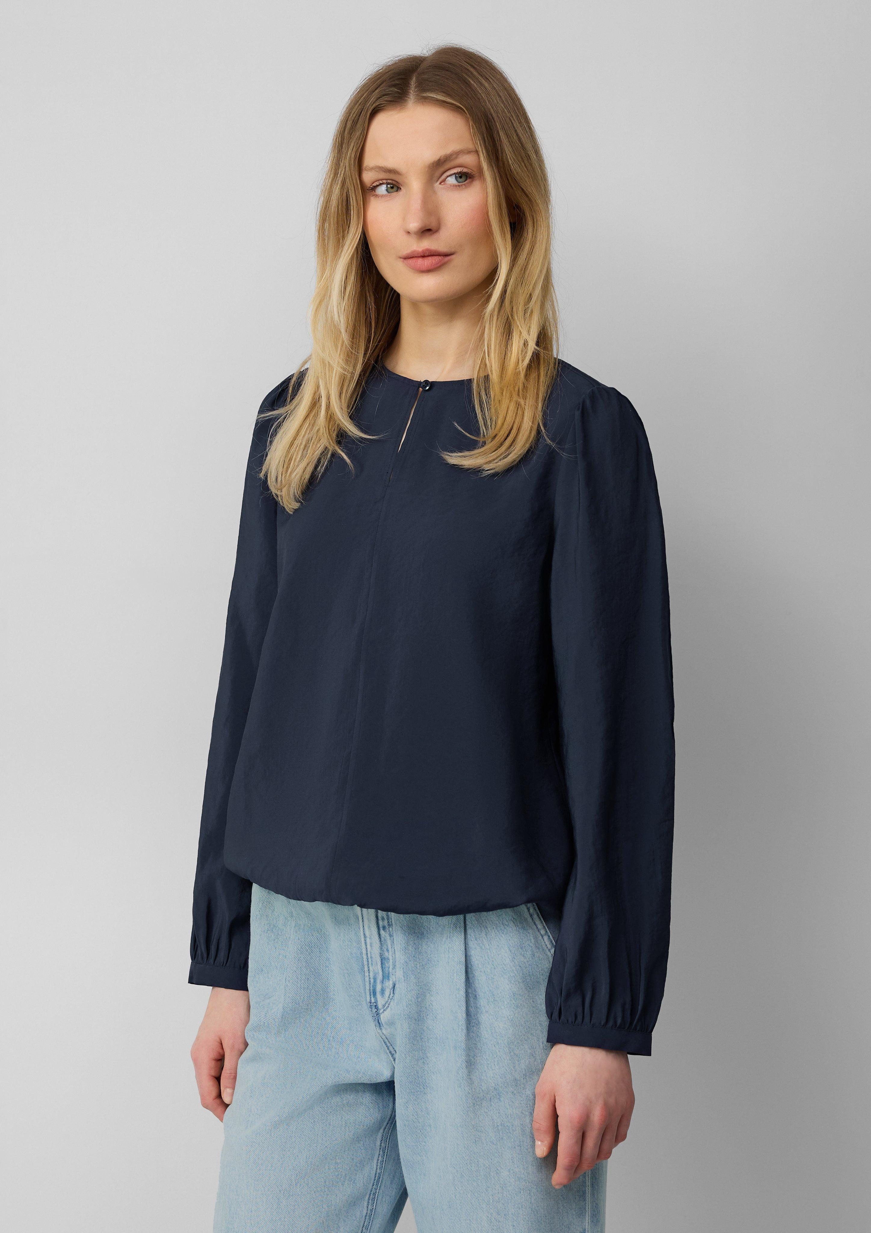 Langarmbluse Bluse mit Puffärmeln im O-Shape