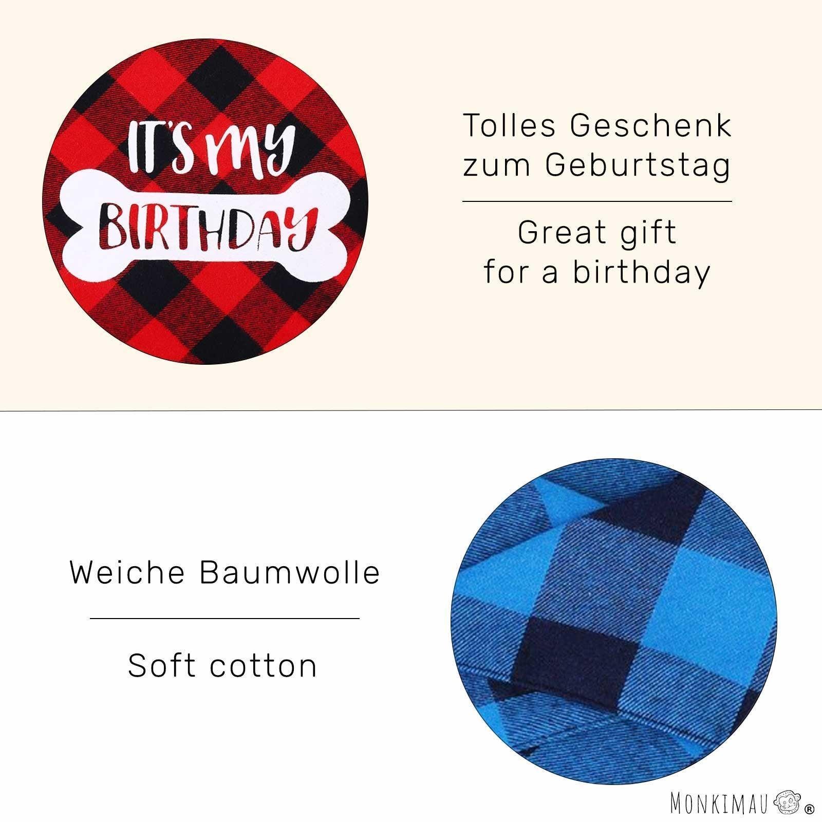 Monkimau Hunde-Halsband Hunde Halstuch für Hund - Hundehalstuch zum Geburtstag, Baumwolle