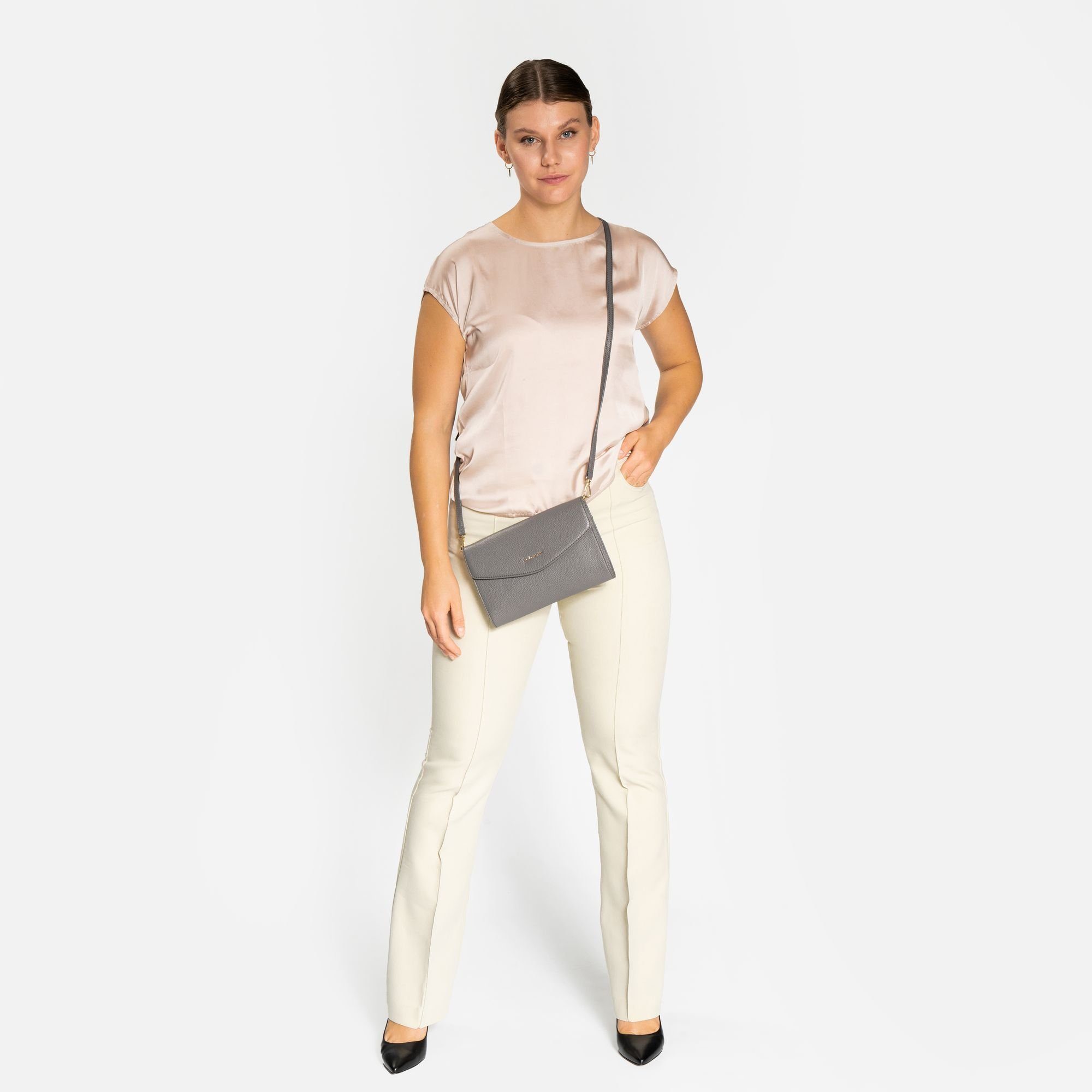 Leather, Clutch grey Bologna Lazarotti Leder