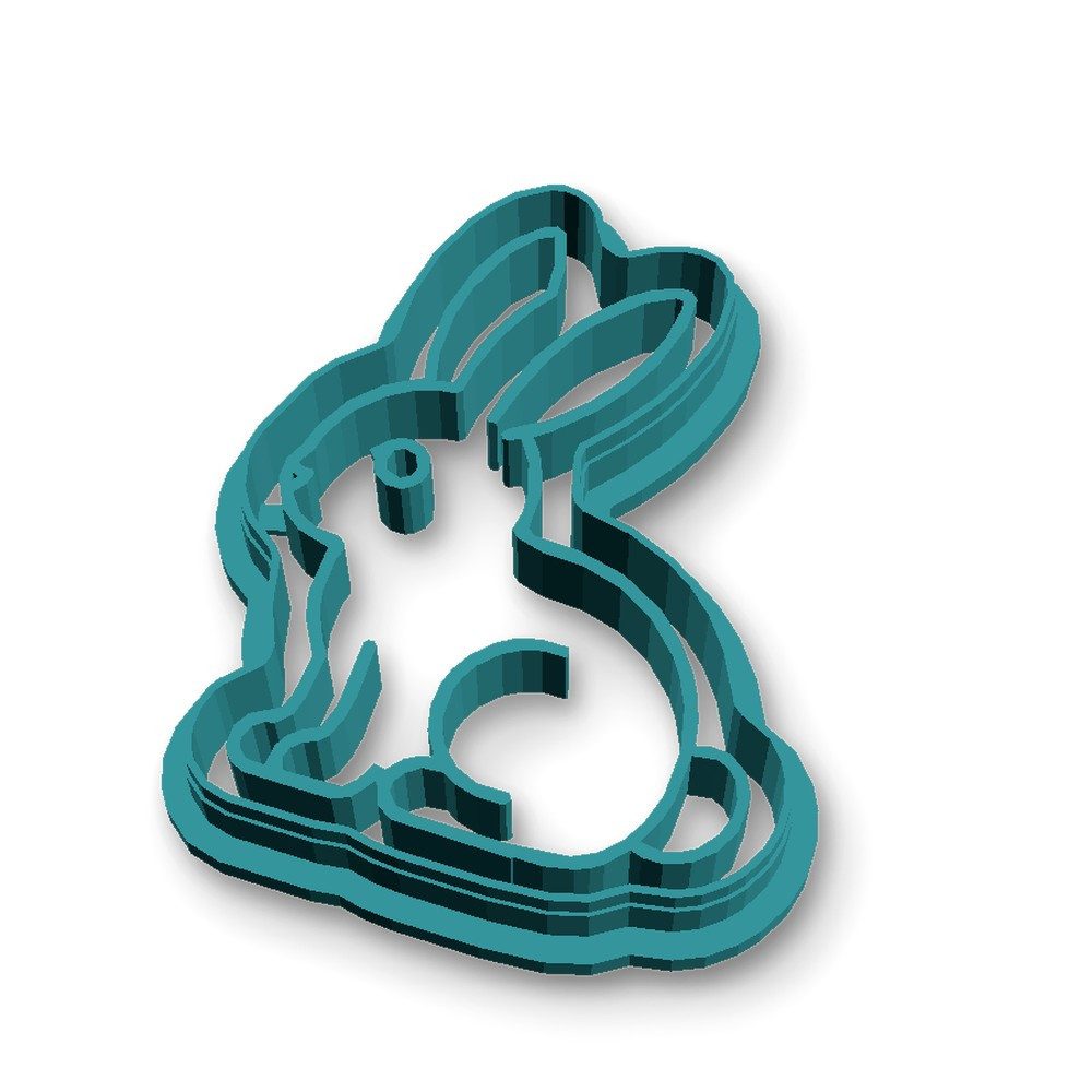 Ausstechform, Kunststoff, (Einzelteil, 1-St), Hase mit Prägung, PETG, 69 mm
