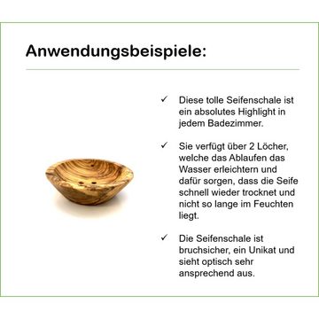 Olivenholz-erleben Seifenschale Runde Seifenschale, Ø 8 cm aus Olivenholz, 1-St., resistent gegenüber Feuchtigkeit, hygienischer als Kunststoff