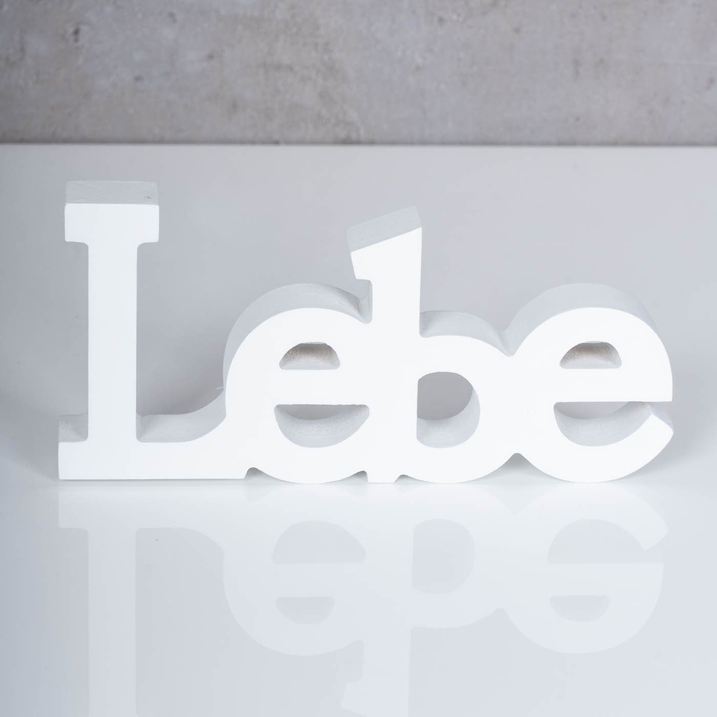 Levandeo® Deko-Schriftzug, 3er Set Schriftzug Holz Lebe Liebe Lache Weiß Aufsteller Deko