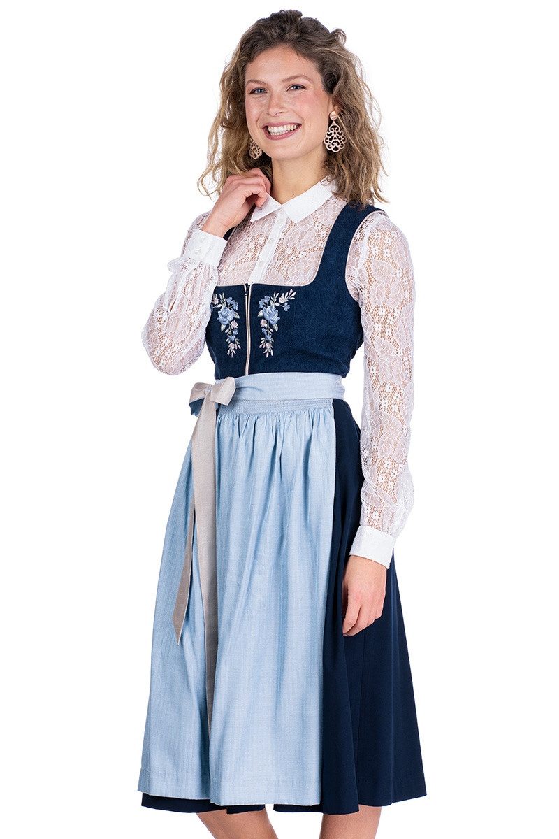 Spieth & Wensky Dirndl Cord Dirndl 2tlg. - DOLLY - dunkelblau/hellblau