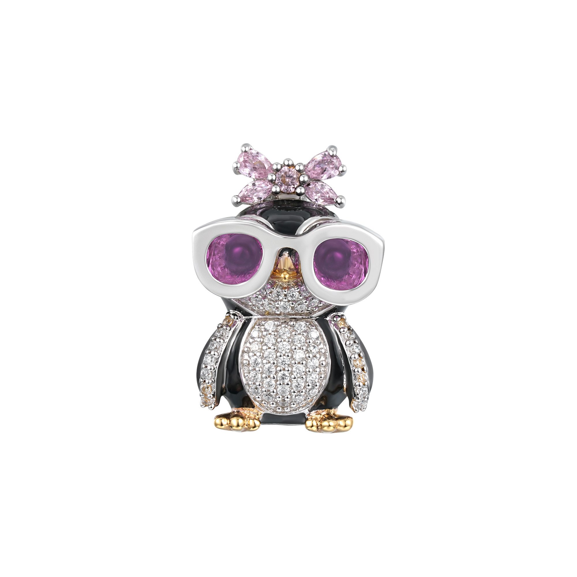 Seinerzeit FLORA & FAUNA Kettenanhänger Kiki Pinguin Anhänger limited (1-tlg), Material: 925 Sterling Silber, rhodiniert, geschwärzt mit Emaille