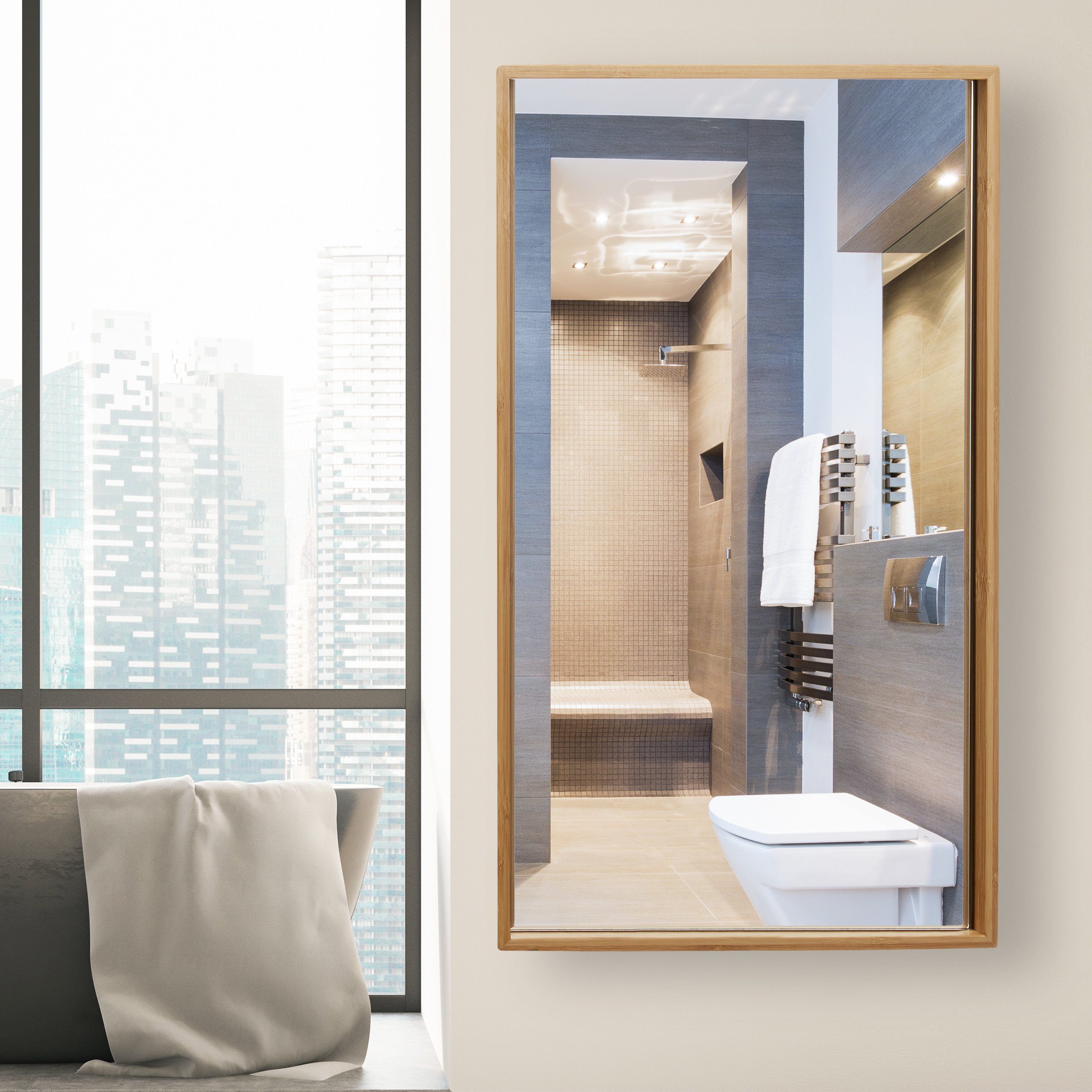 relaxdays Badezimmerspiegelschrank Bad Spiegelschrank mit Tür günstig online kaufen