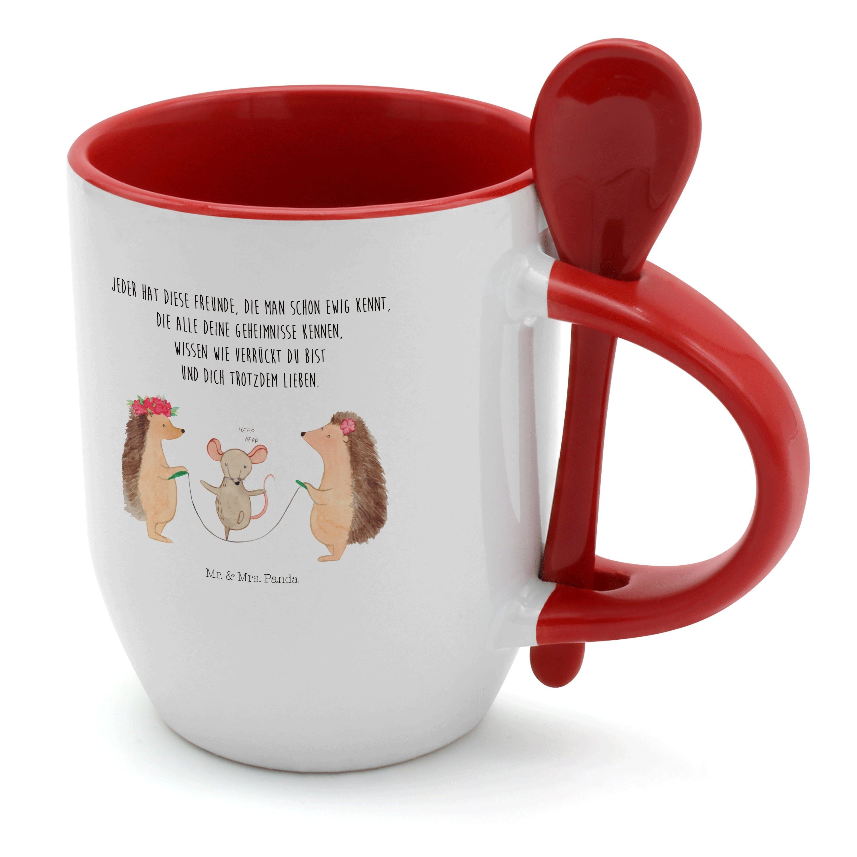 Mr. & Mrs. Panda Tasse Kaffeebecher, - Weiß - lustige, Geschenk, Igel Tiermotive, Keramik Seilhüpfen