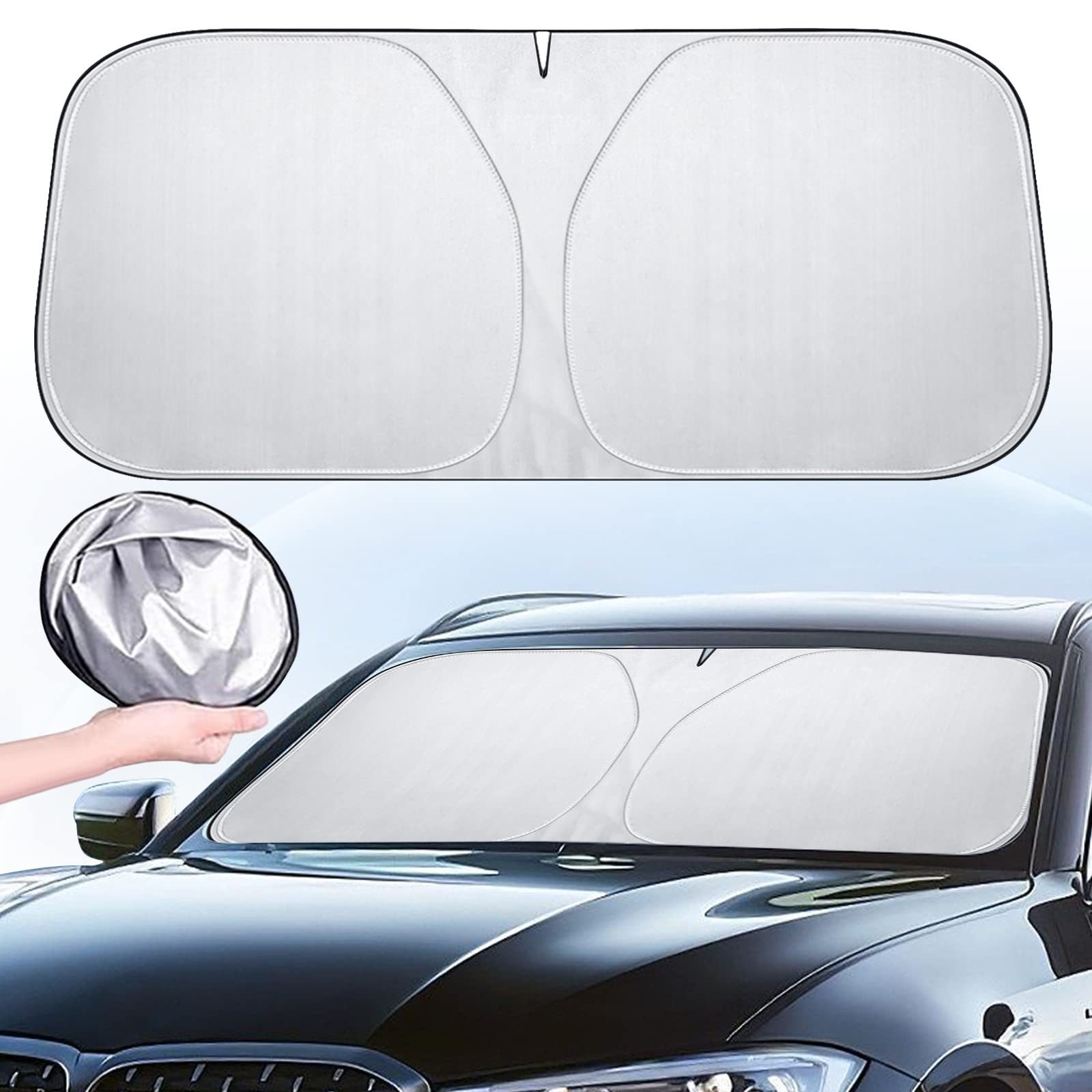 FOUORTUNATE-BEE Autosonnenschutz Auto Frontscheiben Sonnenschutz 145x80 cm, Faltbare Abdeckung, Windschutzscheiben Abdeckung für Sommer, UV- und Hitzeschutz